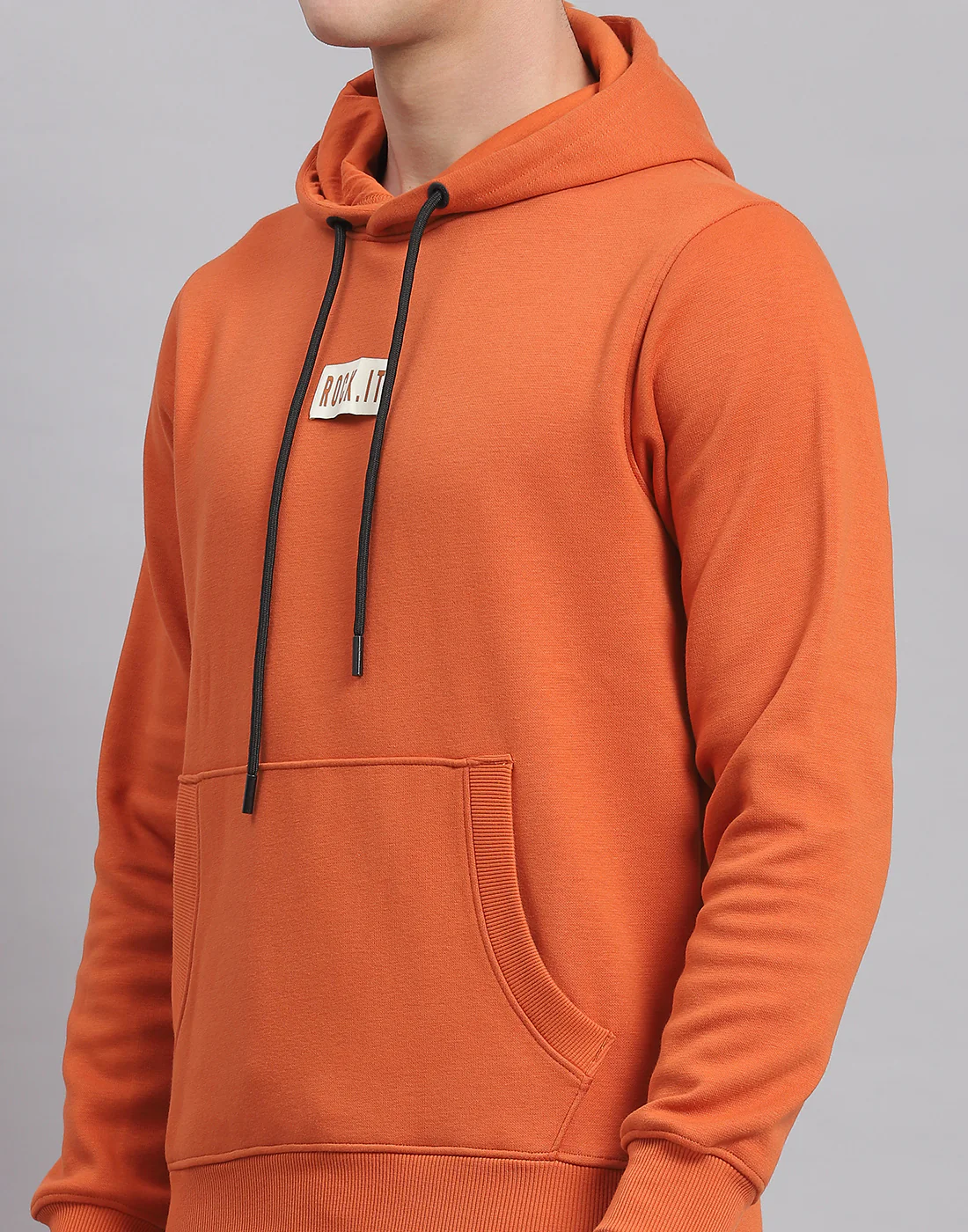 Rock.it Men Rust Solid Hooded Full Sleeve Tracksuit - Image 7