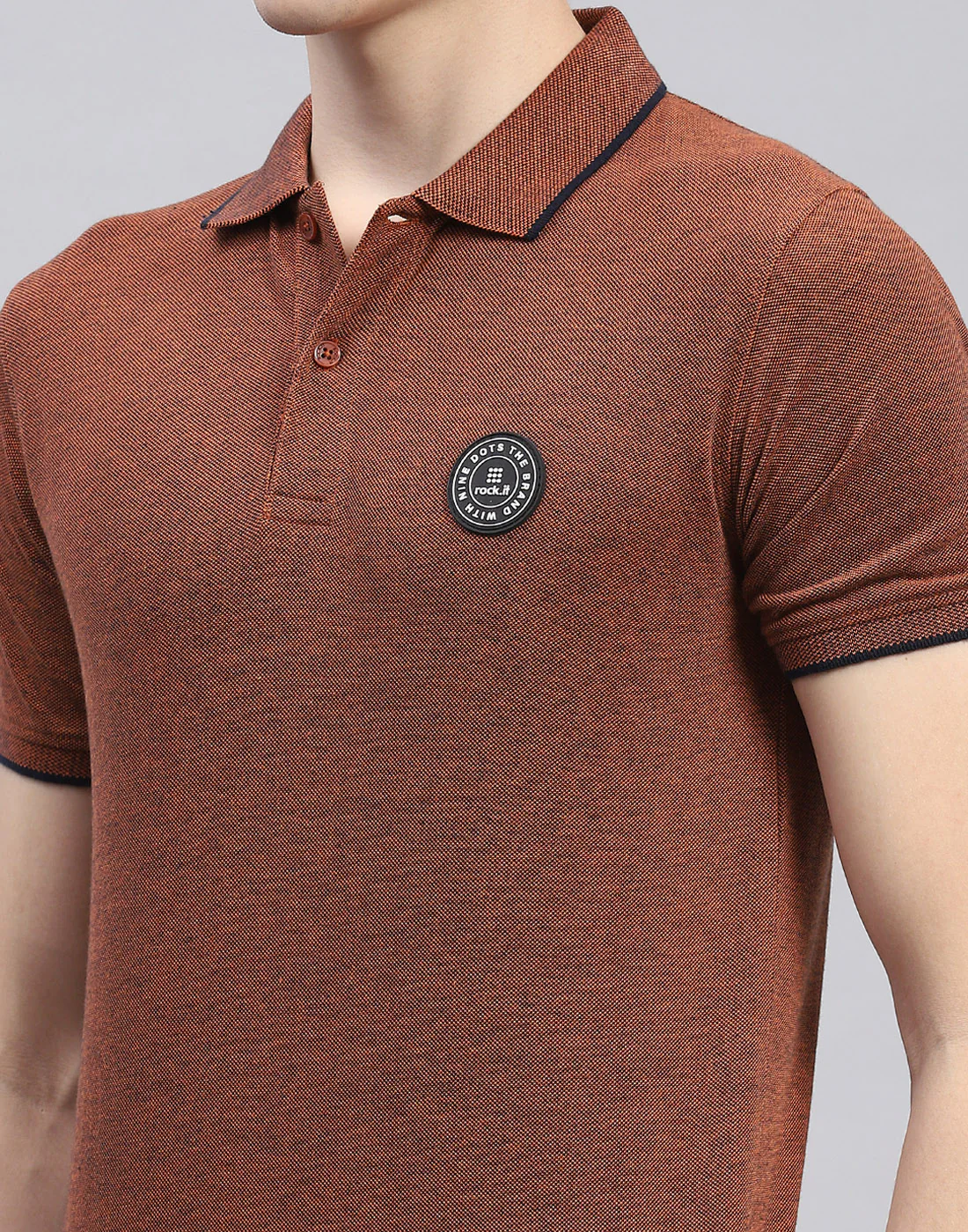 Rock.it Men Rust Solid Polo Collar Half Sleeve T-Shirt - Image 6