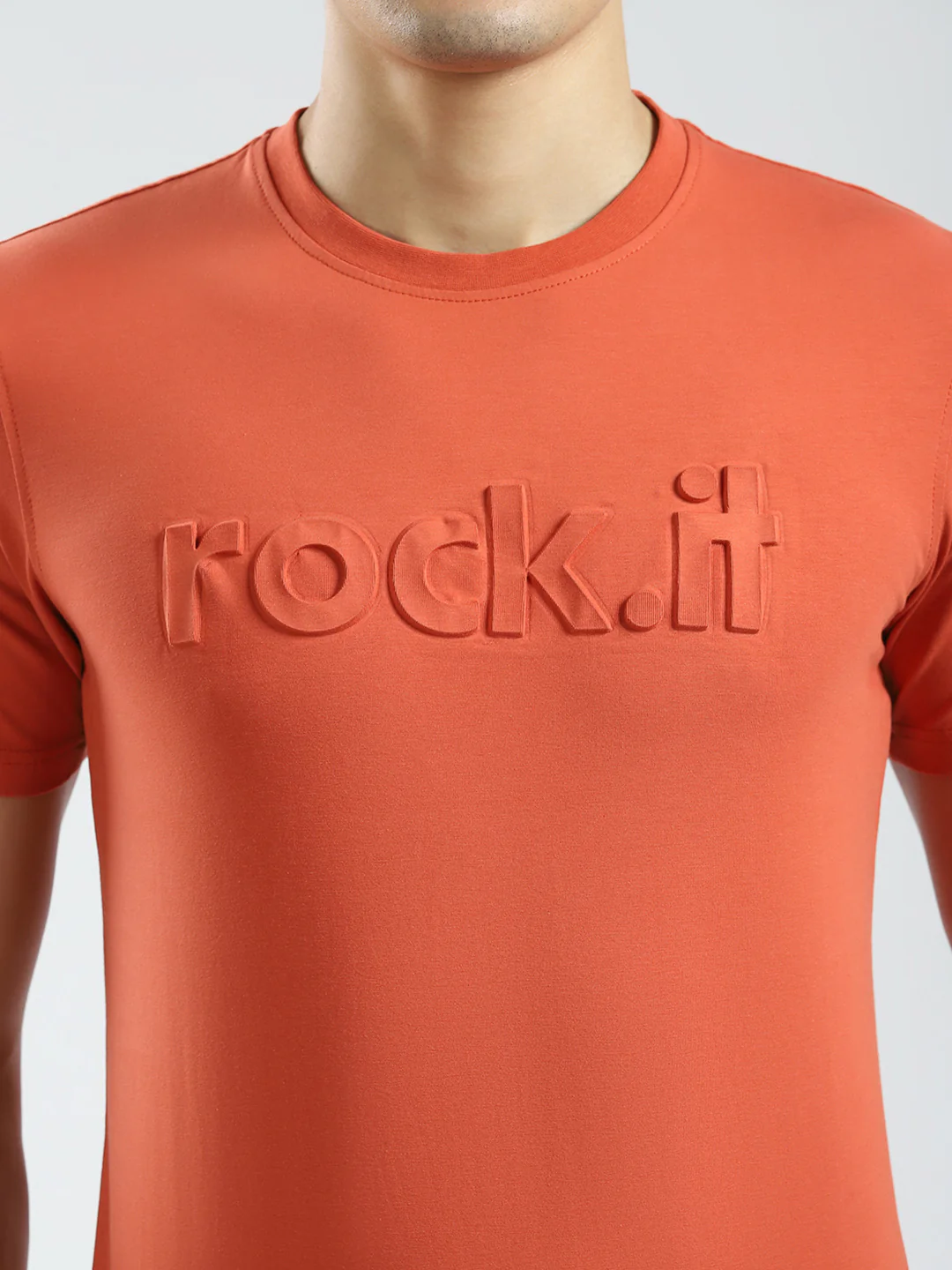 Rock.it Men Rust Solid Round Neck Half Sleeve T-Shirt - Image 7