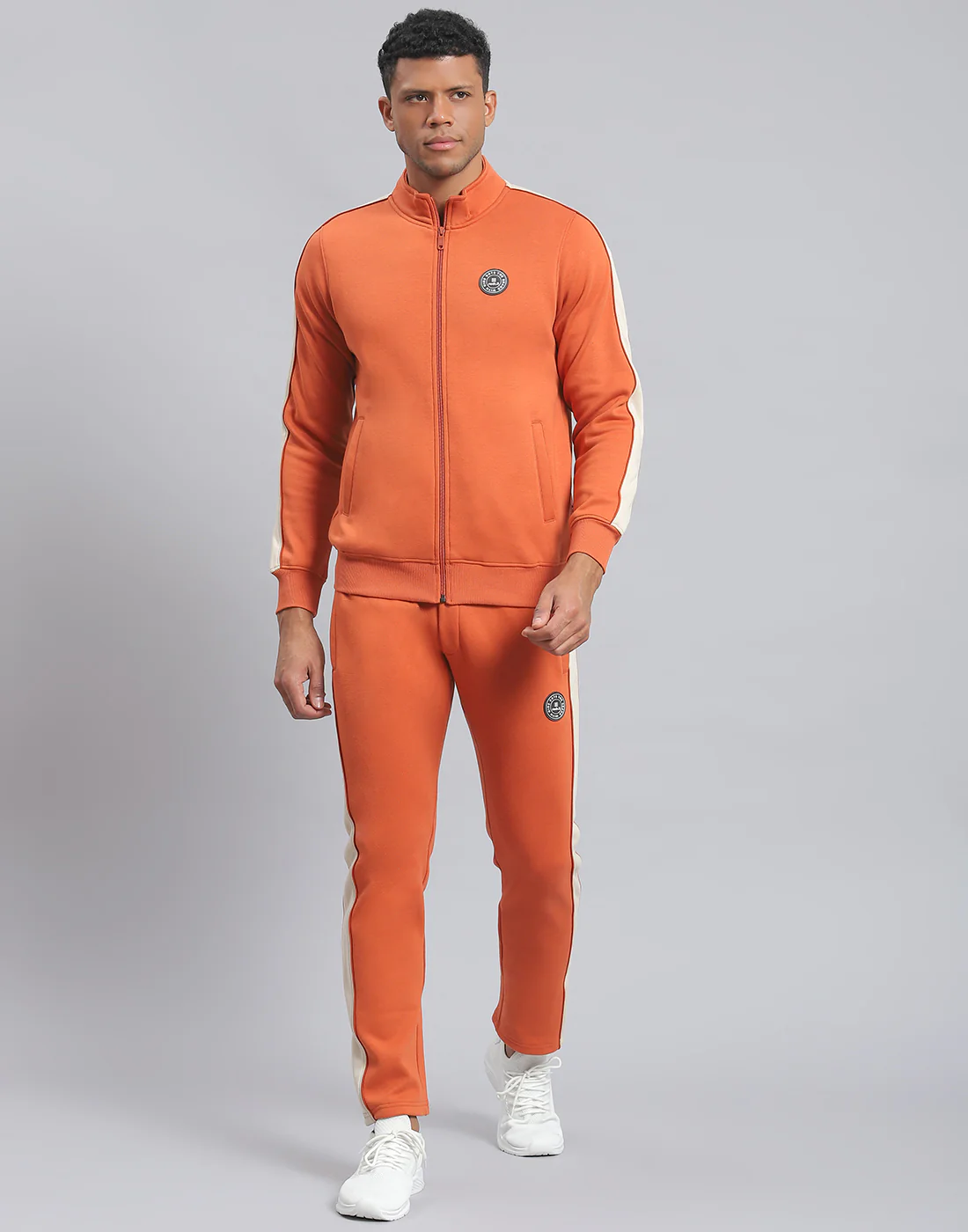 Rock.it Men Rust Solid Stand Collar Full Sleeve Tracksuit - Image 2