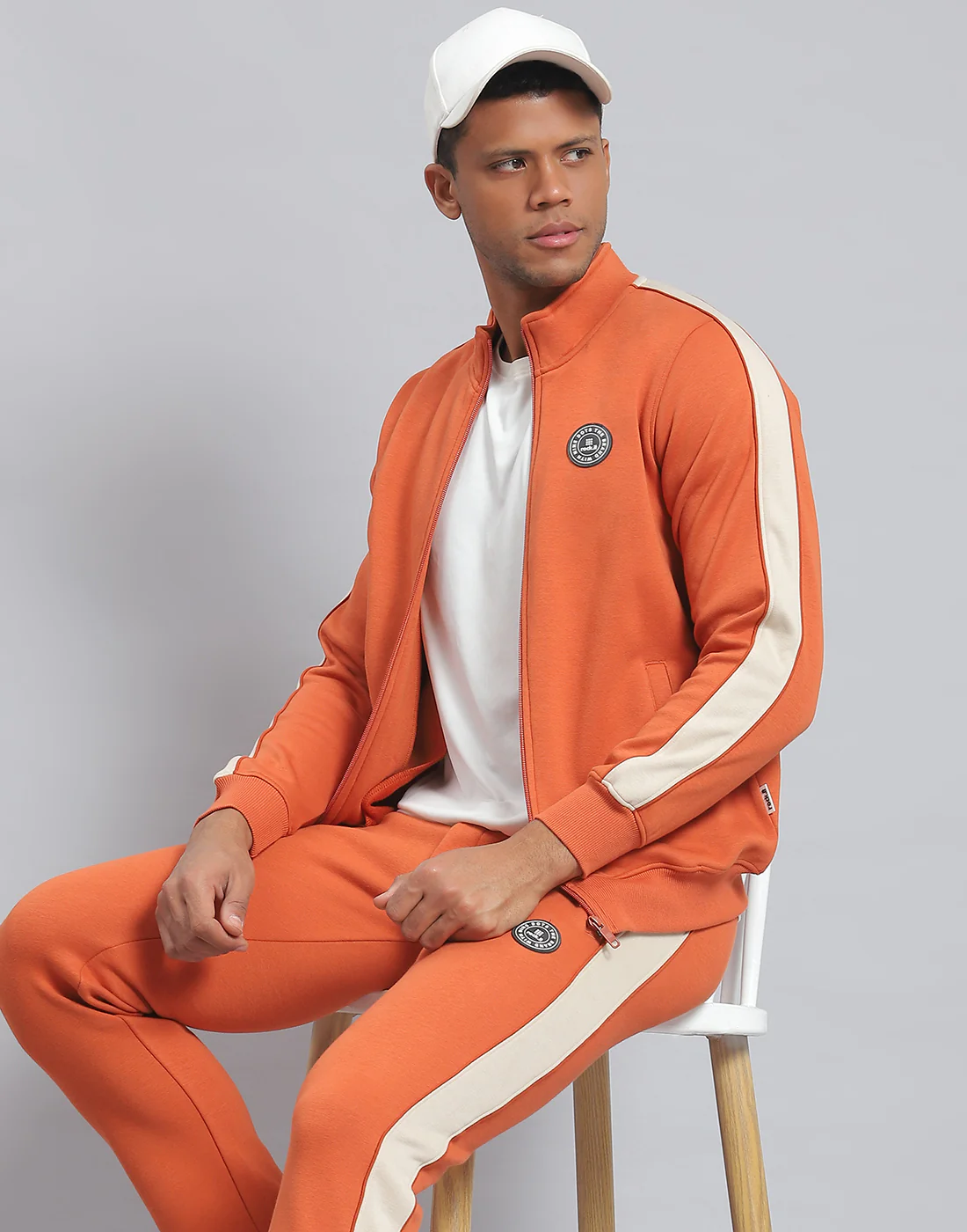 Rock.it Men Rust Solid Stand Collar Full Sleeve Tracksuit - Image 6