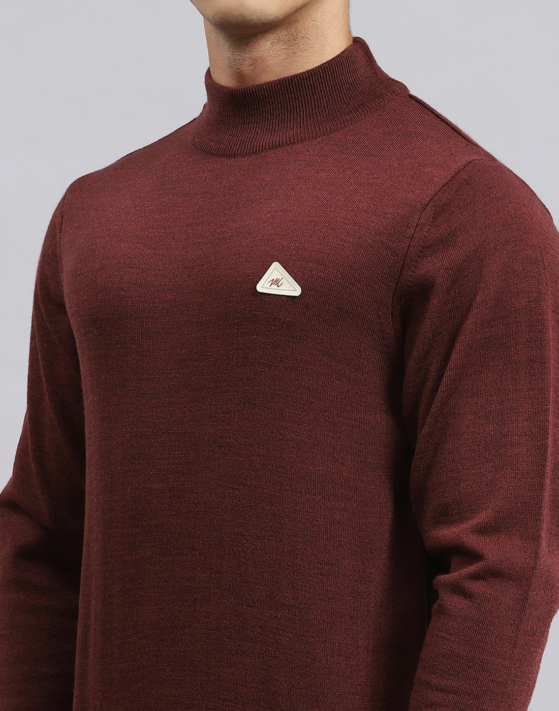 Men Rust Solid Turtle Neck Full Sleeve Pullover - Image 6