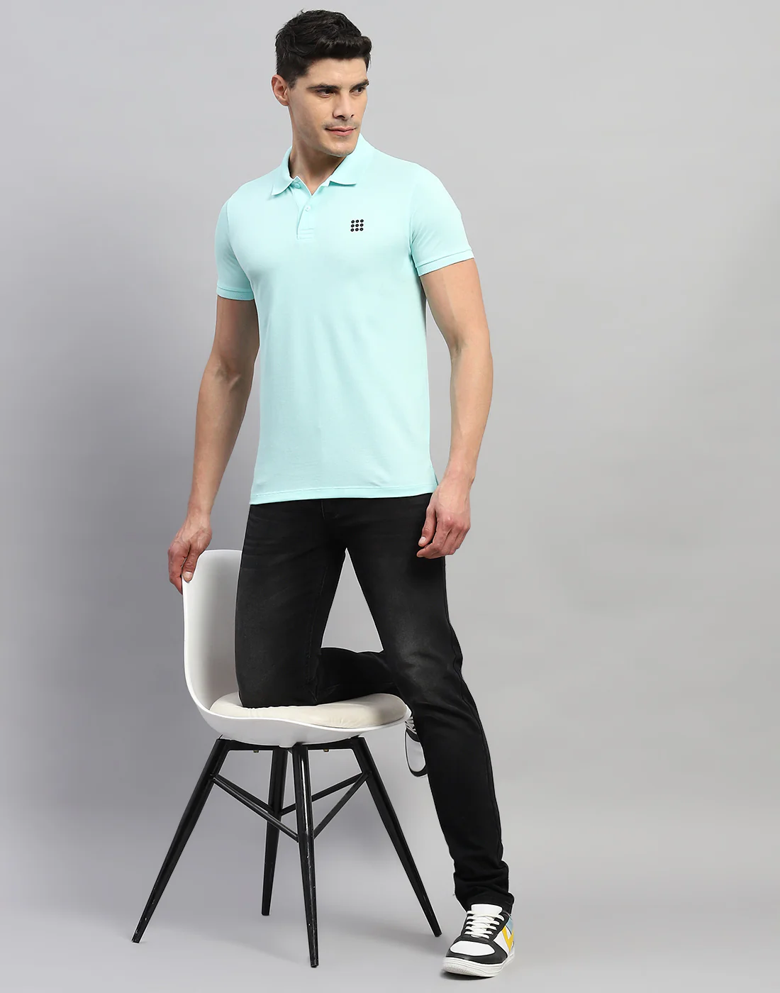 Rock.it Men Sea Blue Solid Polo Collar Half Sleeve T-Shirt - Image 6