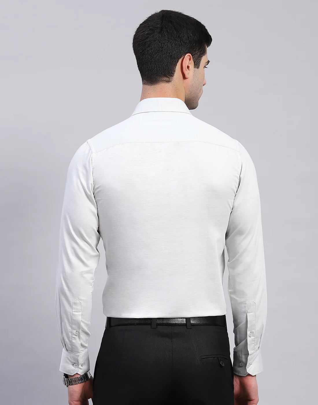 Men Sea Green Solid Collar Full Sleeve Shirt - Image 5
