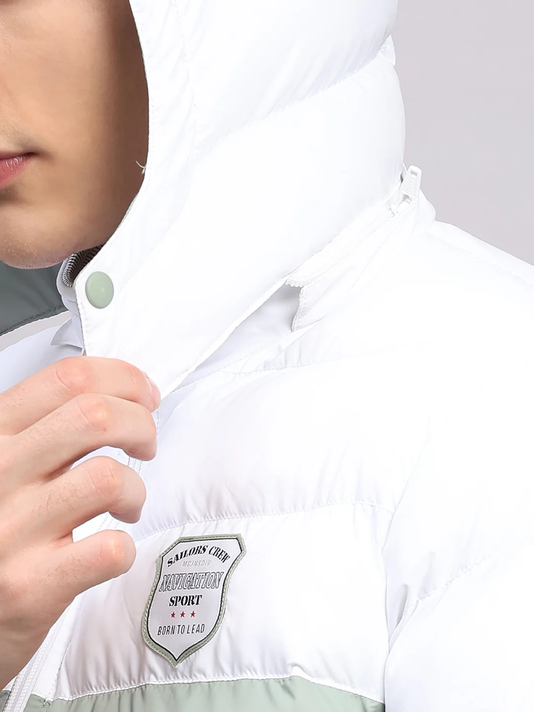 Men Sea Green Solid Hooded Full Sleeve Jacket - Image 7