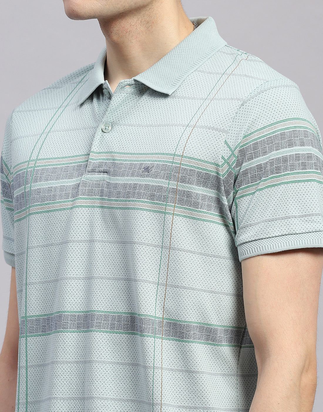 Men Sky Blue & Navy Blue Solid Polo Collar Half Sleeve Lower Set - Image 7