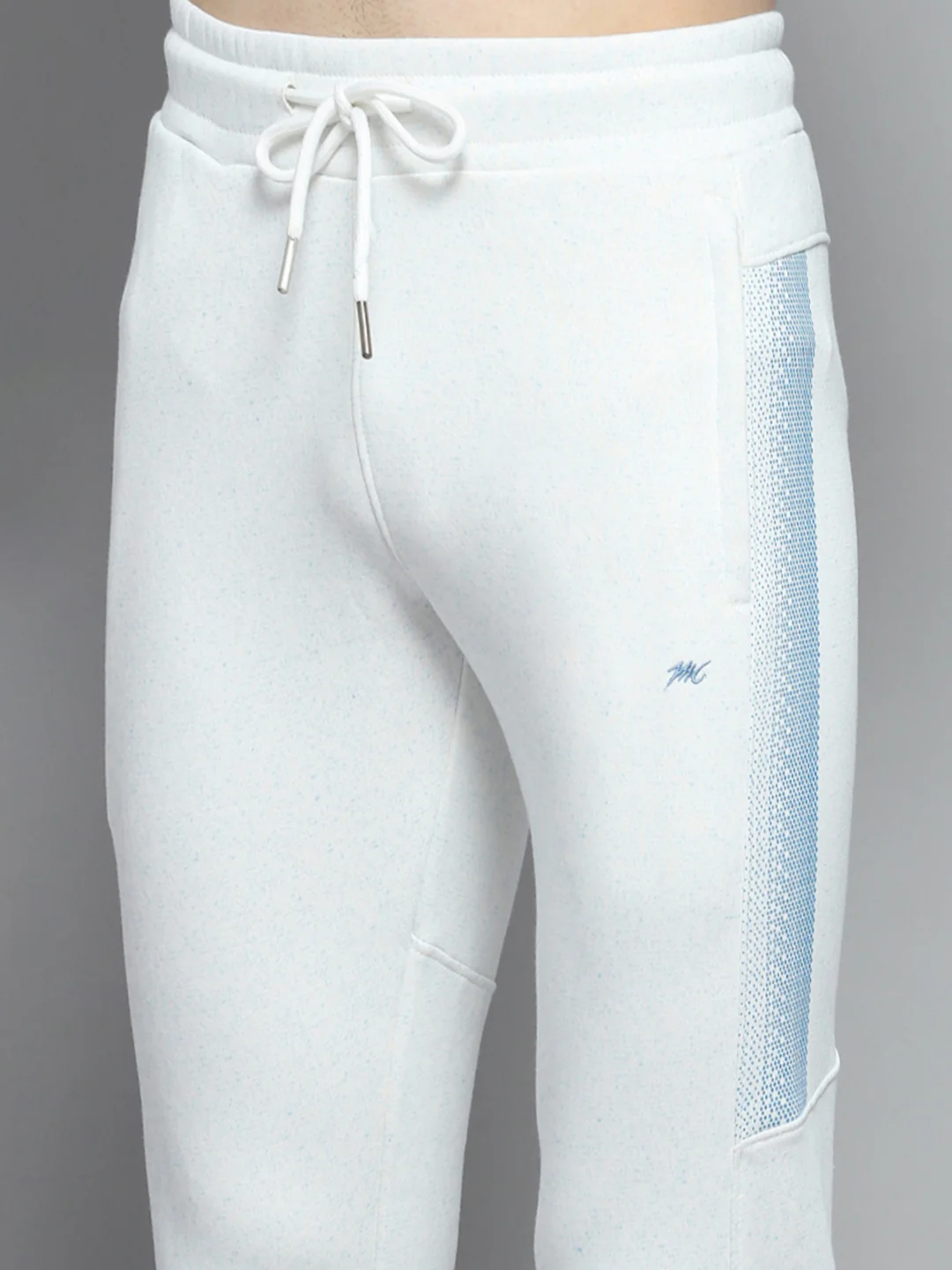 Men Sky Blue Printed Mock Neck Full Sleeve Winter Tracksuit - Image 8