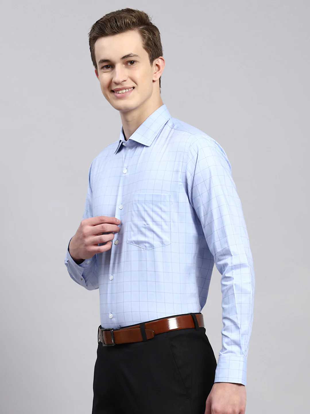 Men Sky Blue Printed Shirt - Image 4