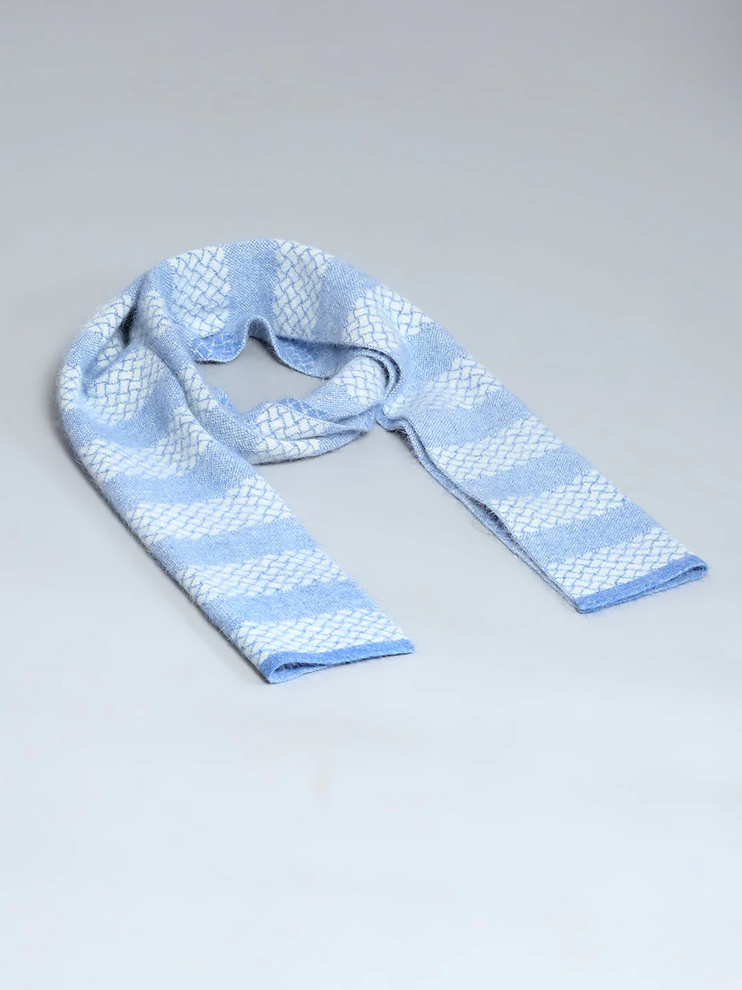 Men Sky Blue Self Design Muffler - Image 6