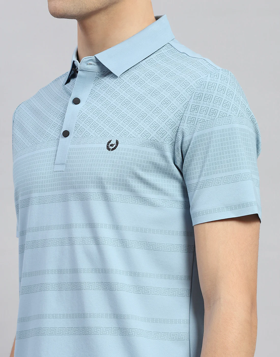 Men Sky Blue Solid Polo Collar Half Sleeve T-Shirt - Image 6