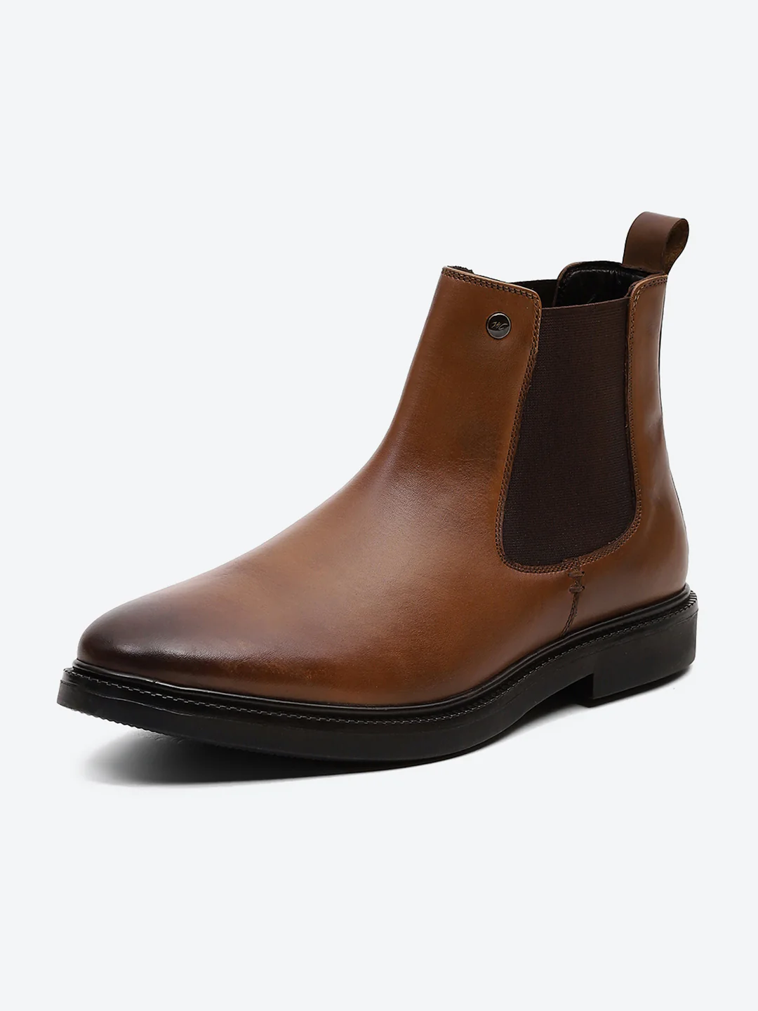 Men Tan Elastic Genuine Leather Chelsea Boots - Image 3