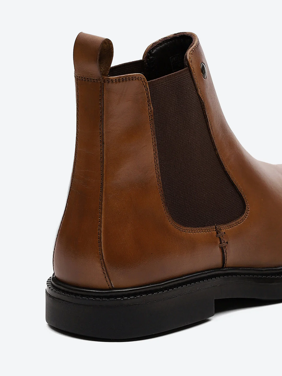 Men Tan Elastic Genuine Leather Chelsea Boots - Image 9