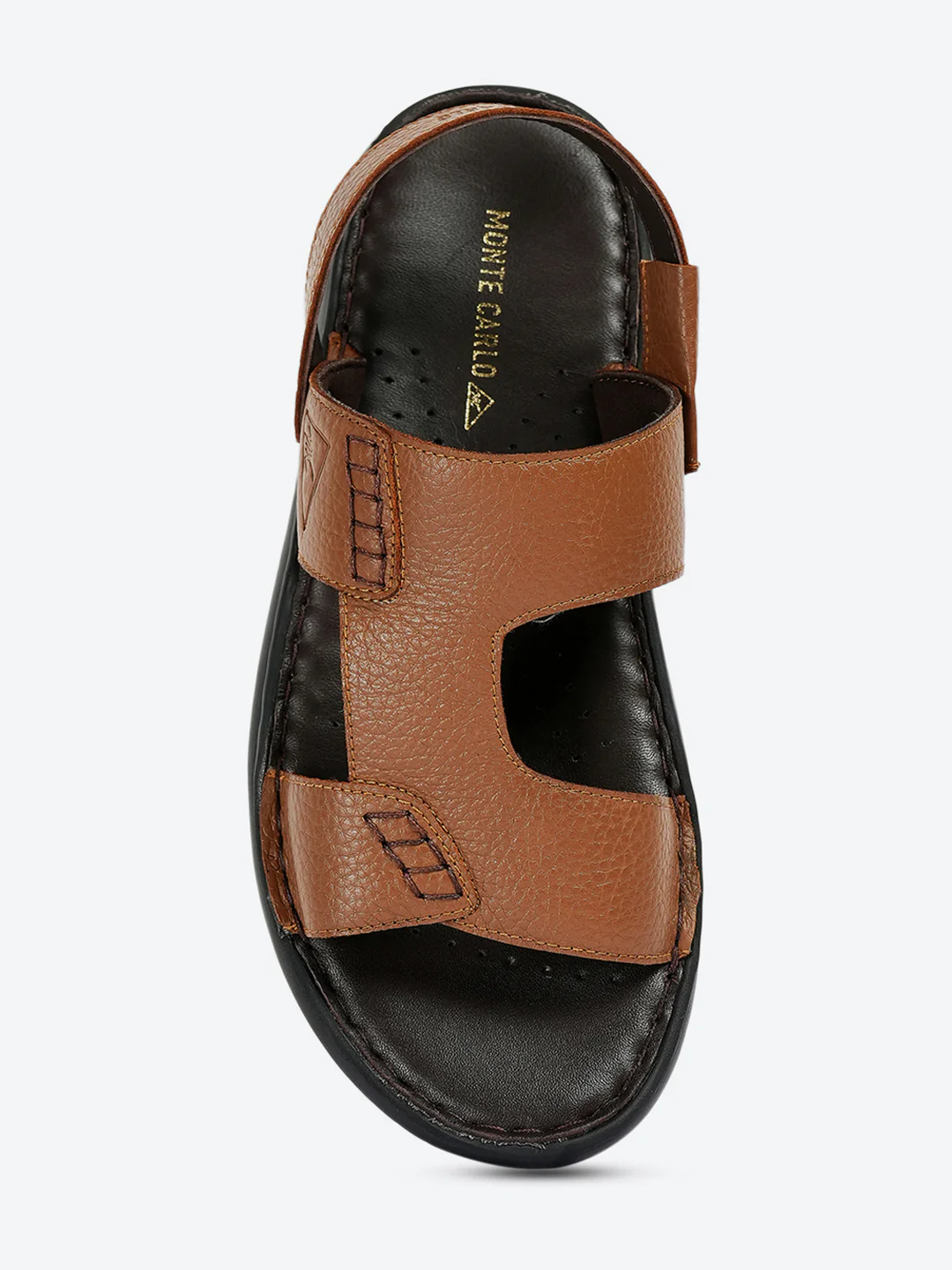 Men Tan Elastic Genuine Leather Sandals - Image 6