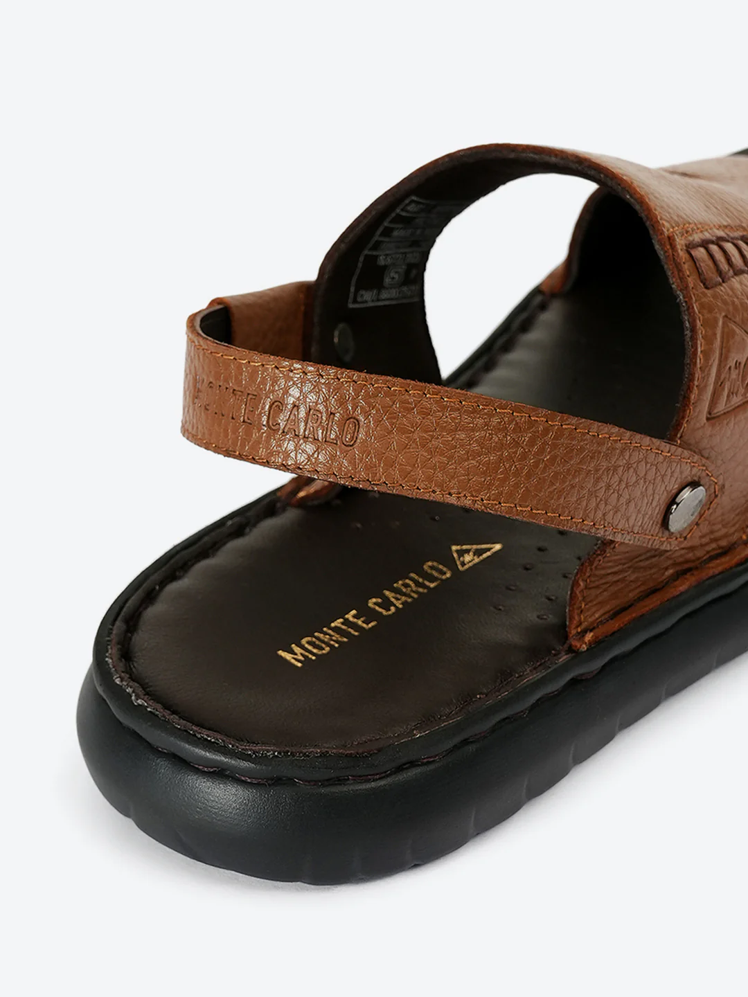 Men Tan Elastic Genuine Leather Sandals - Image 9