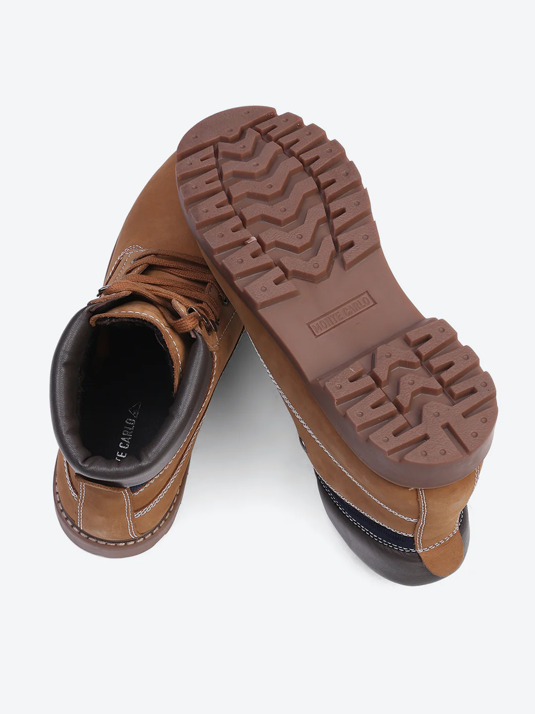 Men Tan Genuine Leather Lace Up Boots - Image 8