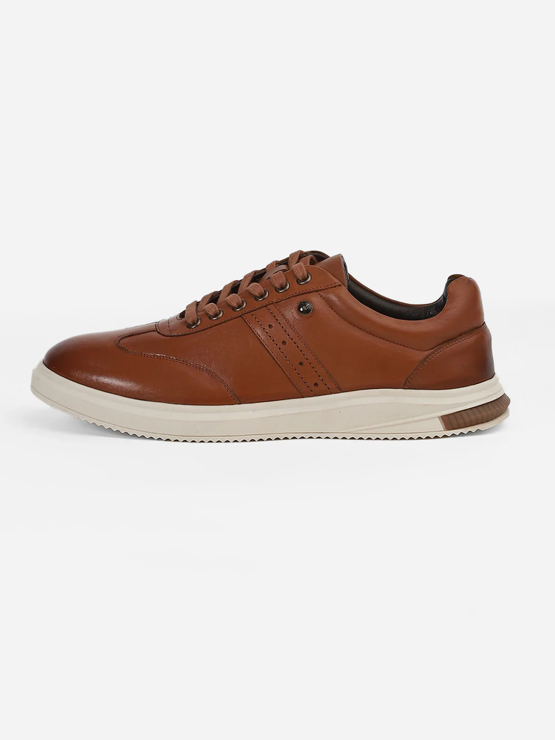 Men Tan Lace-Up Genuine Leather Casual Sneaker - Image 6