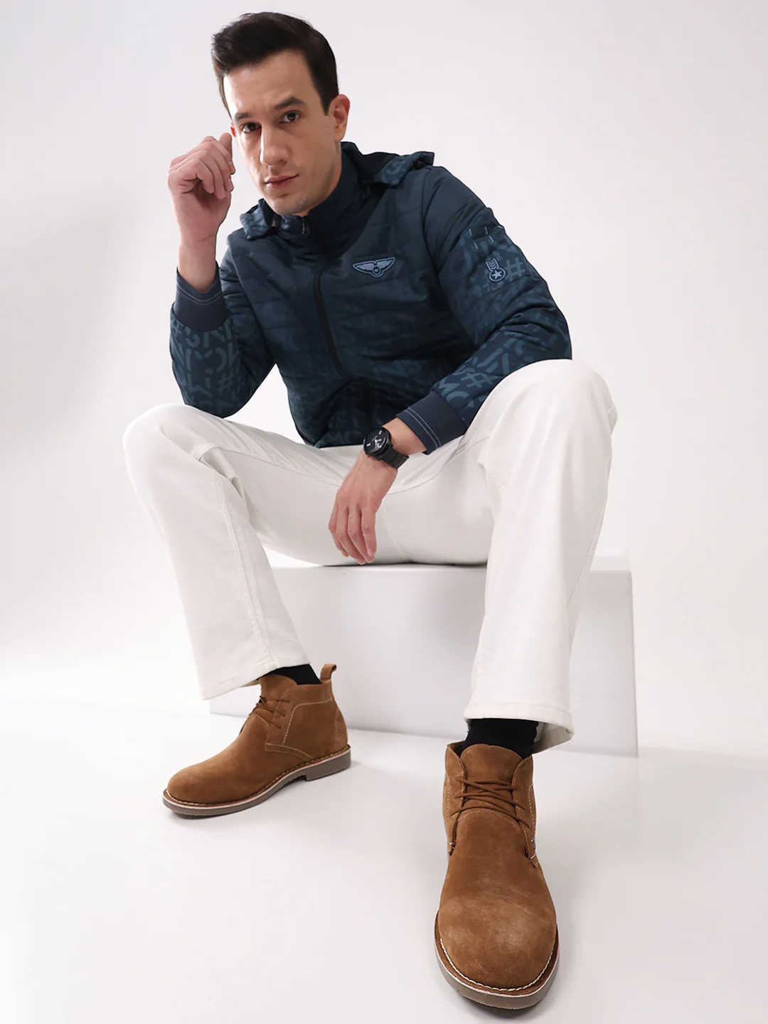 Men Tan Lace Up Genuine Leather Chukka Boots - Image 3