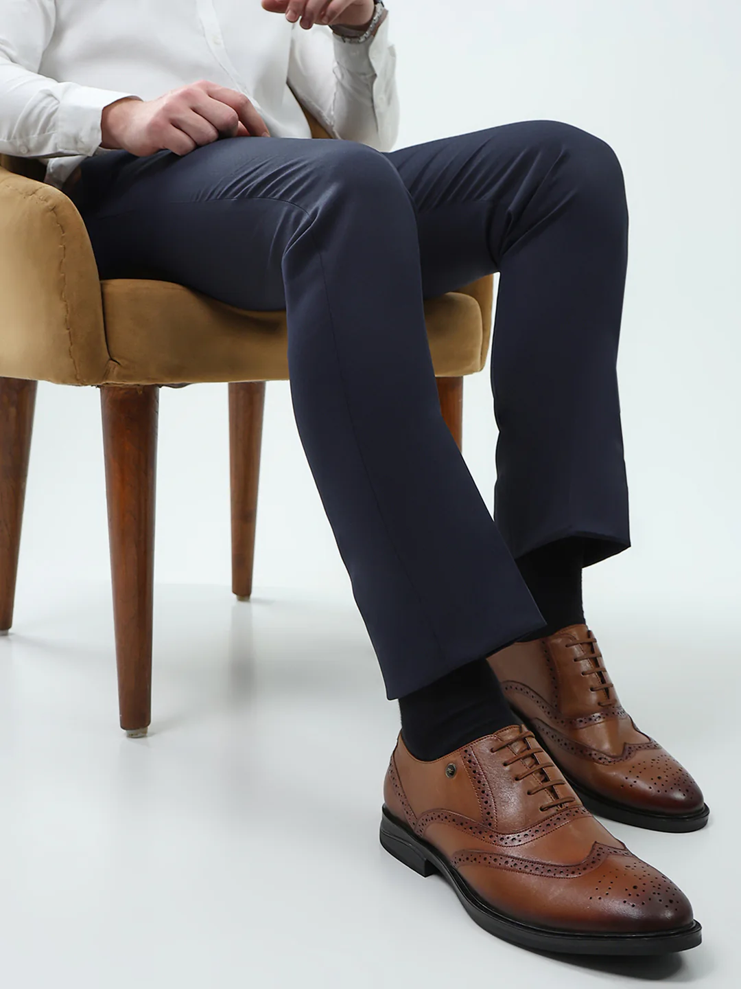 Men Tan Lace Up Genuine Leather Formal Oxfords - Image 11