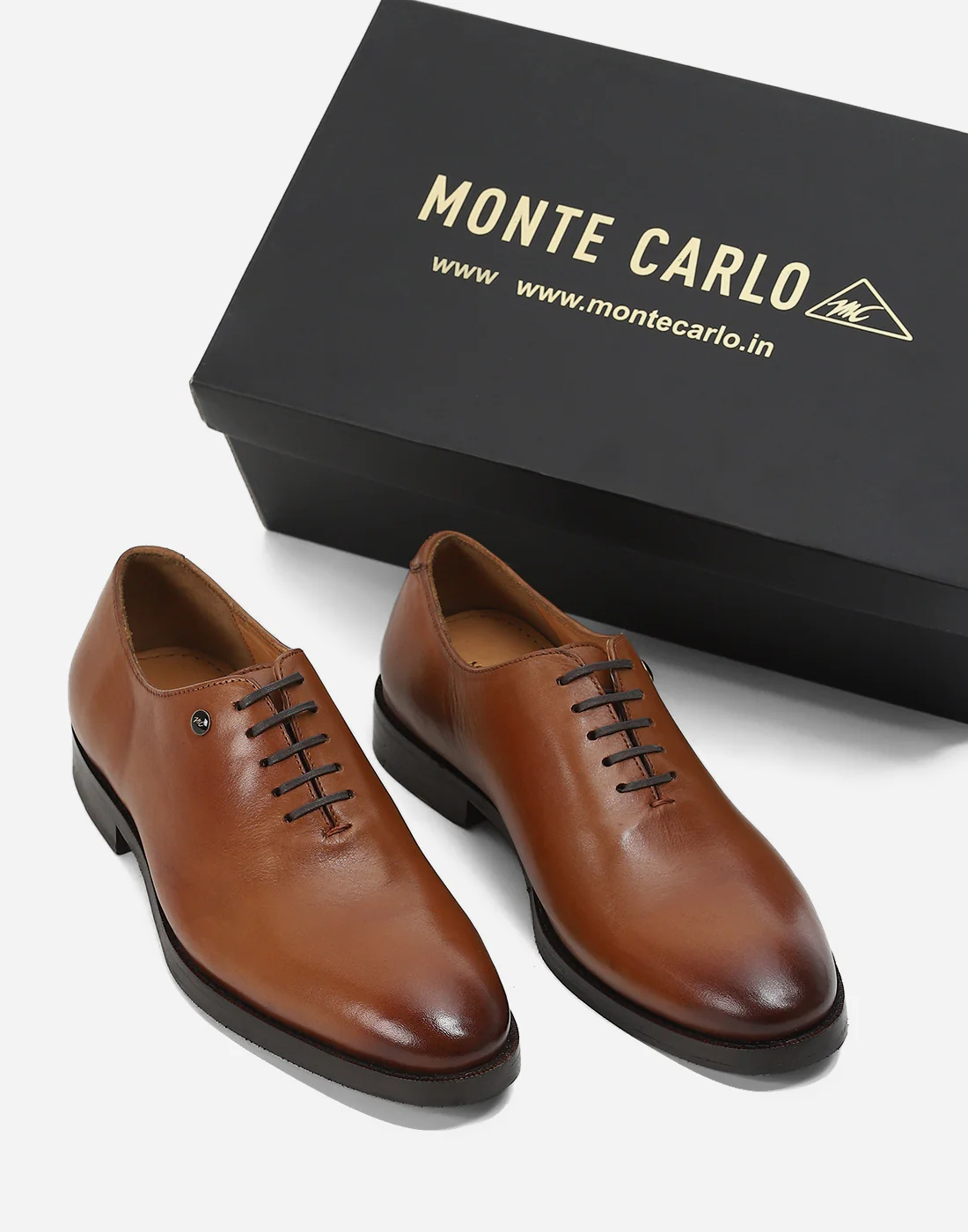Men Tan Lace Up Genuine Leather Formal Oxfords - Image 2