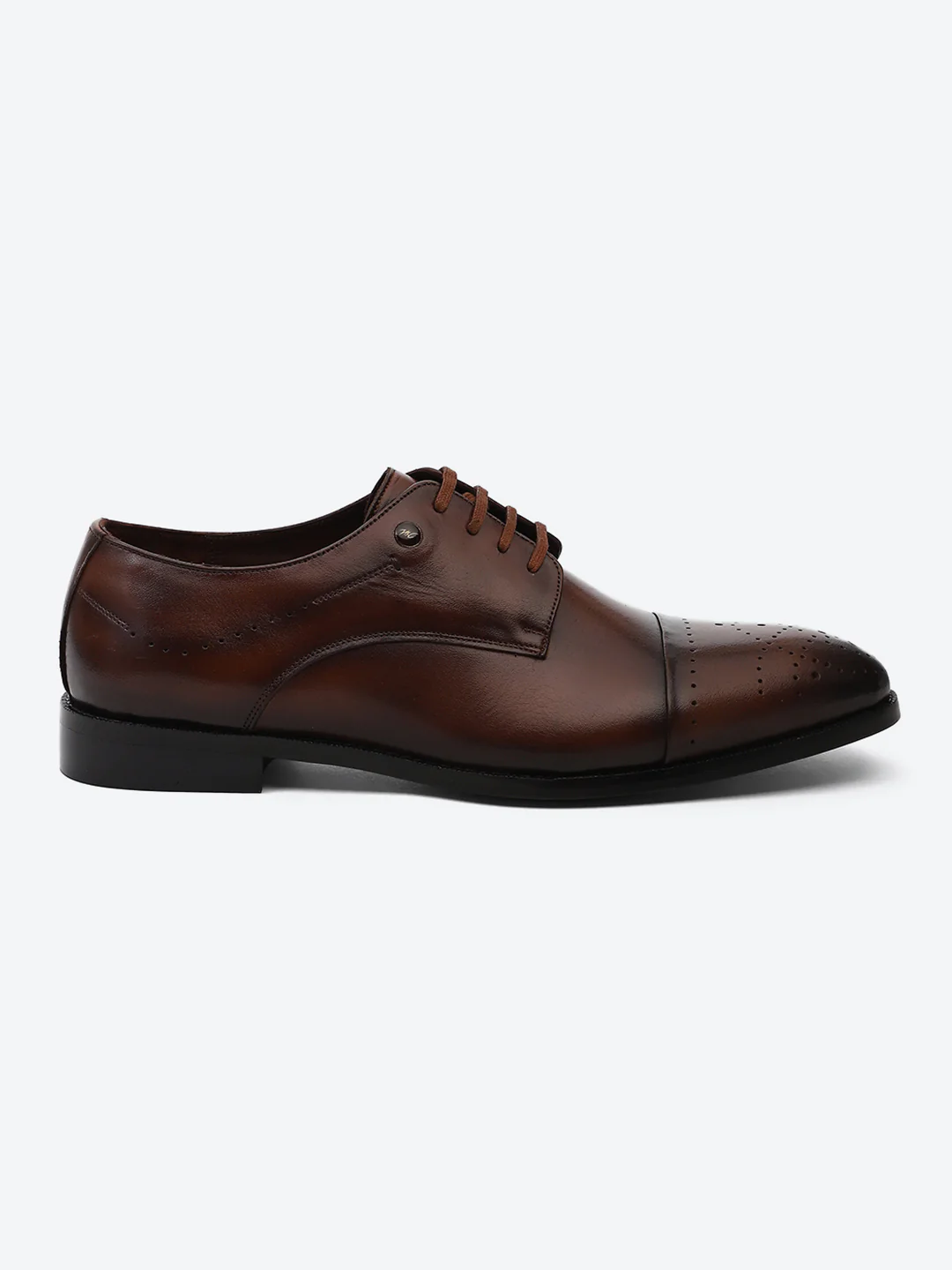 Men Tan Lace Up Genuine Leather Formal Shoes - Image 5