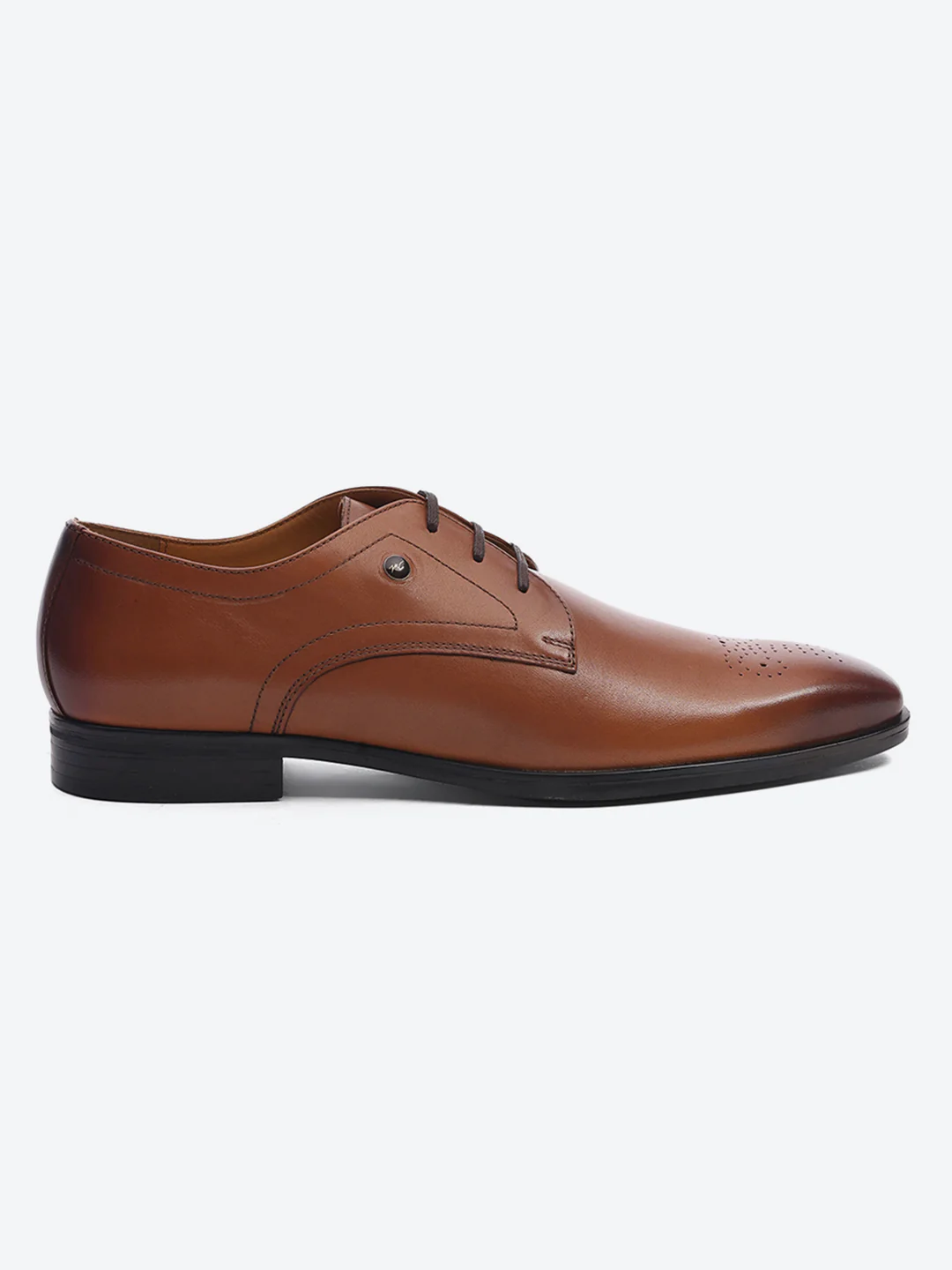 Men Tan Lace Up Genuine Leather Formal Shoes - Image 5