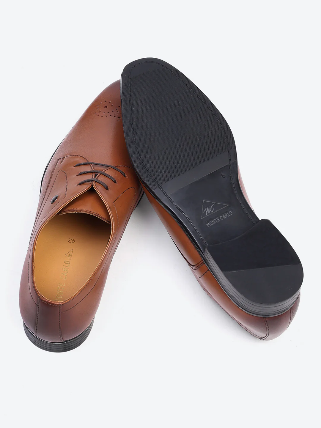 Men Tan Lace Up Genuine Leather Formal Shoes - Image 8