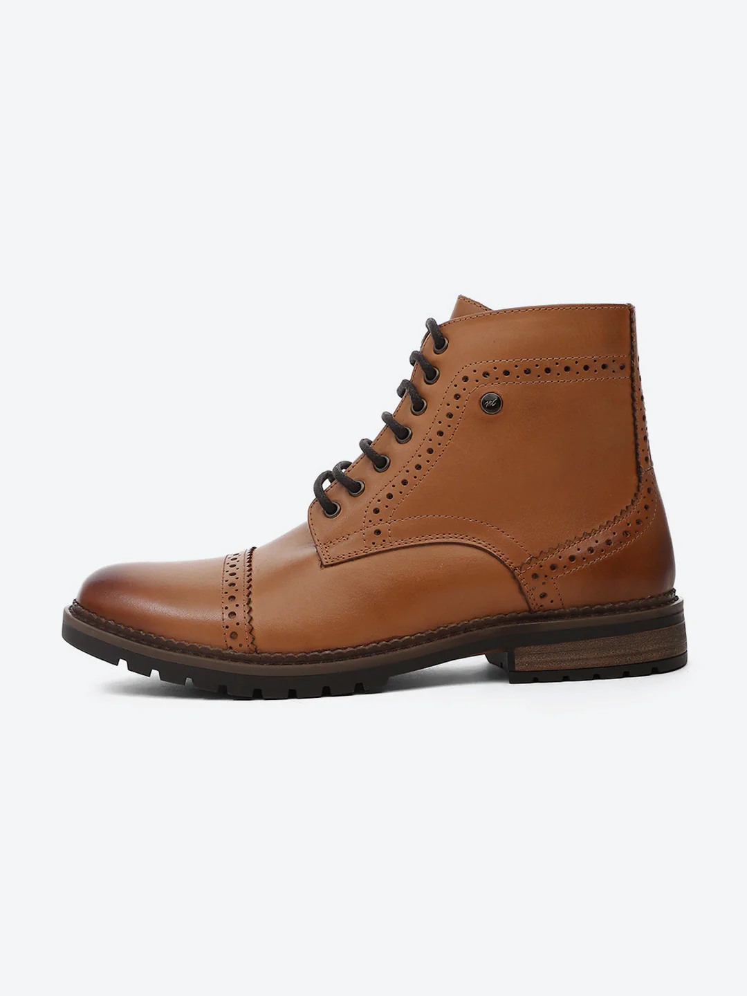Men Tan Genuine Leather Lace Up Boots - Image 4