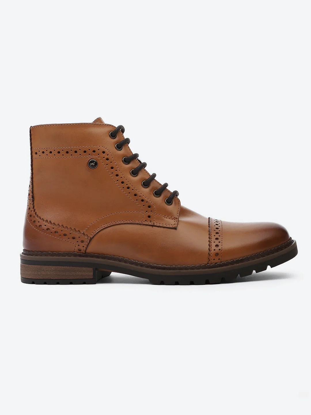 Men Tan Genuine Leather Lace Up Boots - Image 5