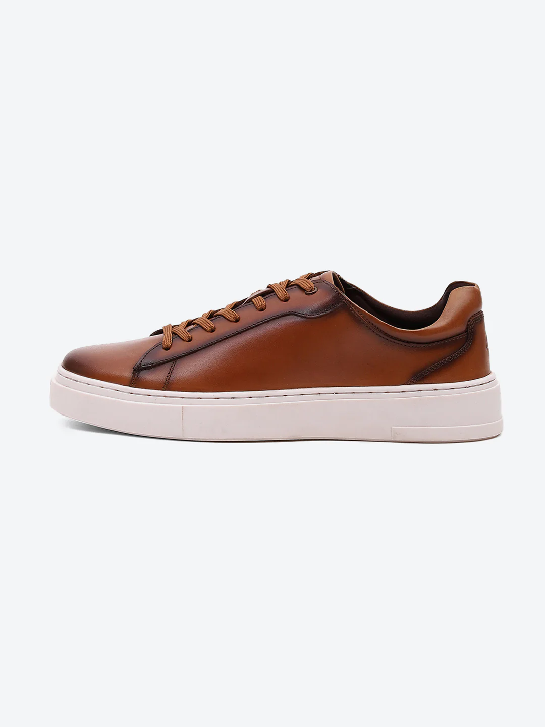 Men Tan Lace Up Genuine Leather Sneaker - Image 4