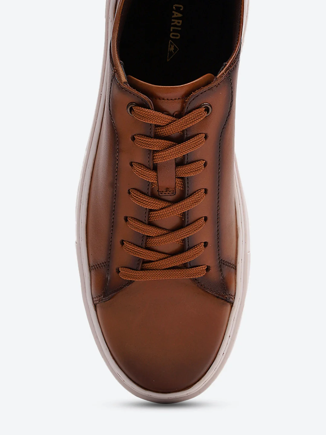 Men Tan Lace Up Genuine Leather Sneaker - Image 8