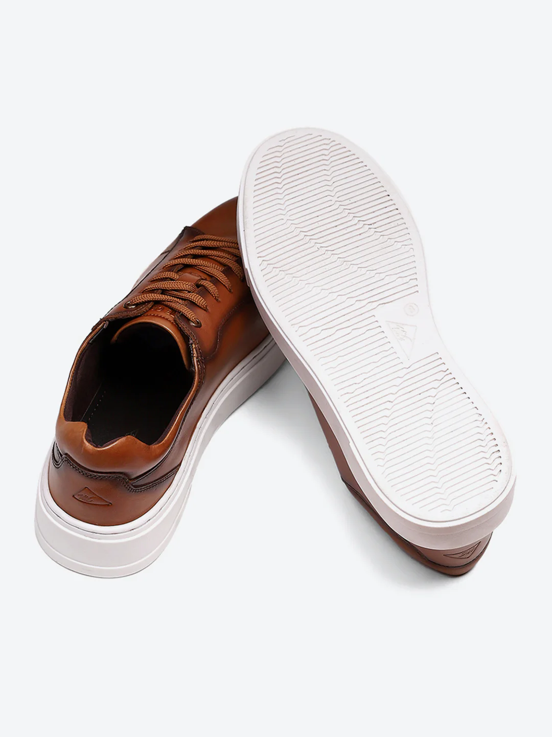 Men Tan Lace Up Genuine Leather Sneaker - Image 9