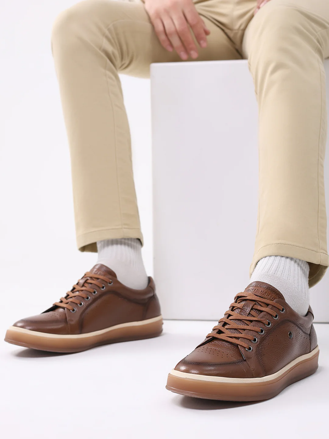 Men Tan Casual Lace Up Genuine Leather Sneaker - Image 10