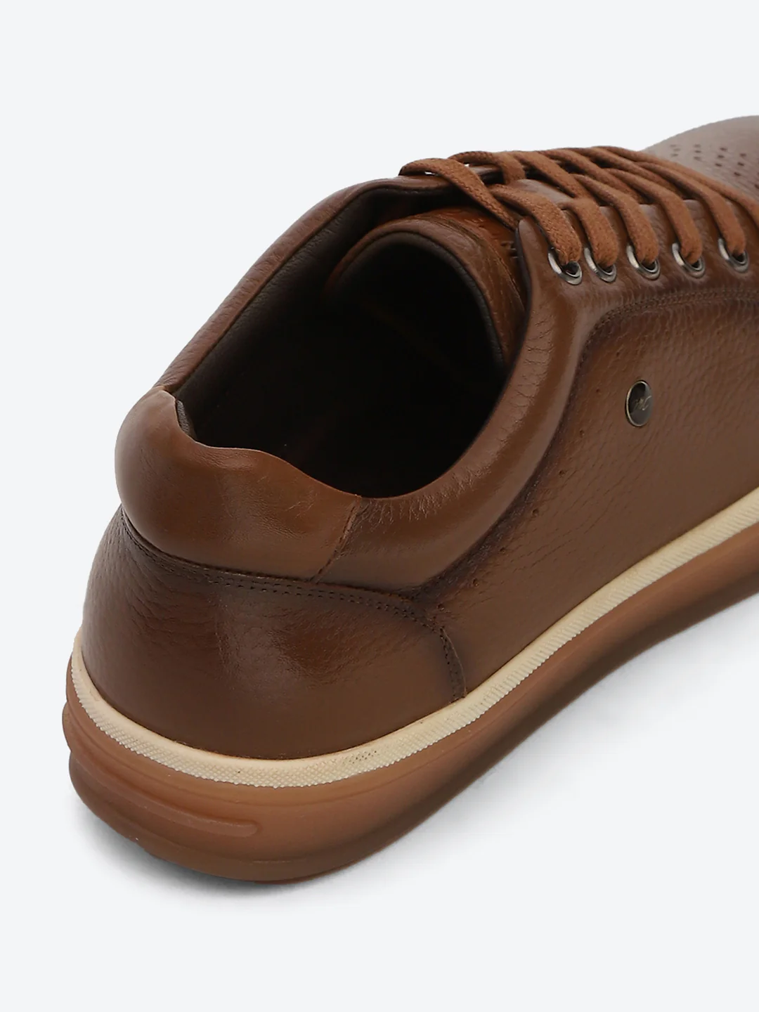 Men Tan Casual Lace Up Genuine Leather Sneaker - Image 9