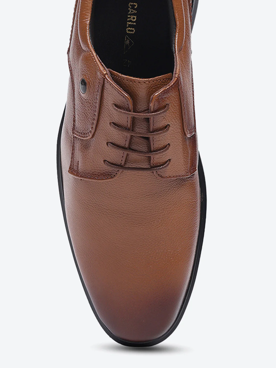 Men Tan Lace Up Leather Formal Derbys - Image 8