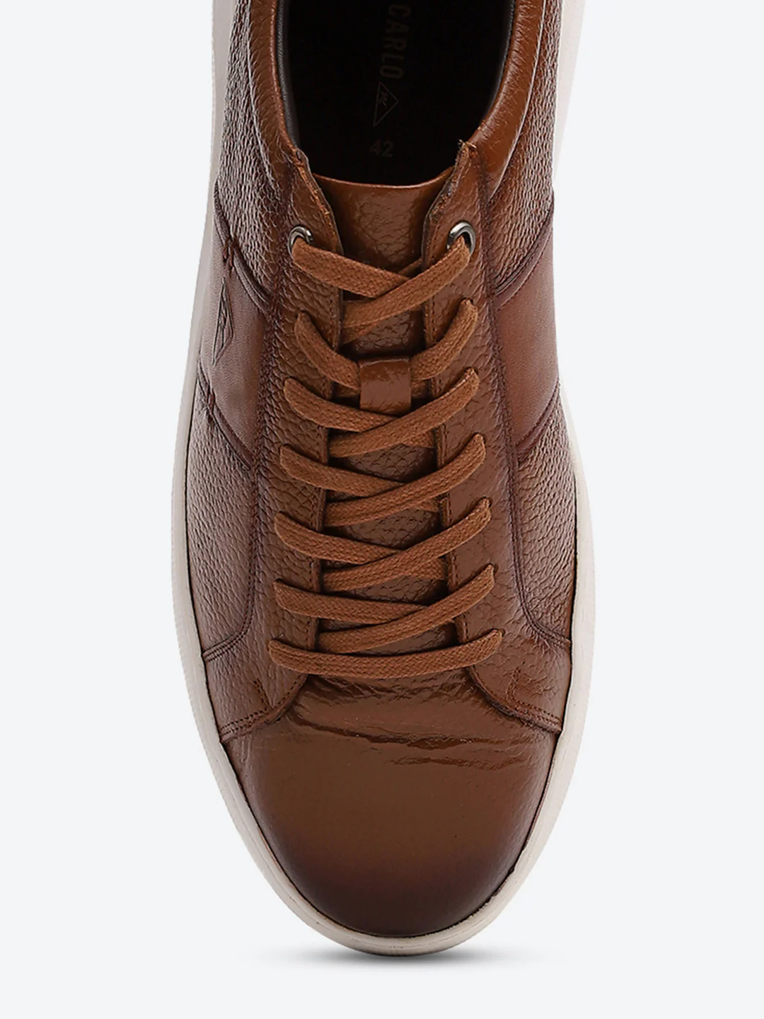 Men Tan Lace Up Leather Sneakers - Stylish & Comfortable - Image 7