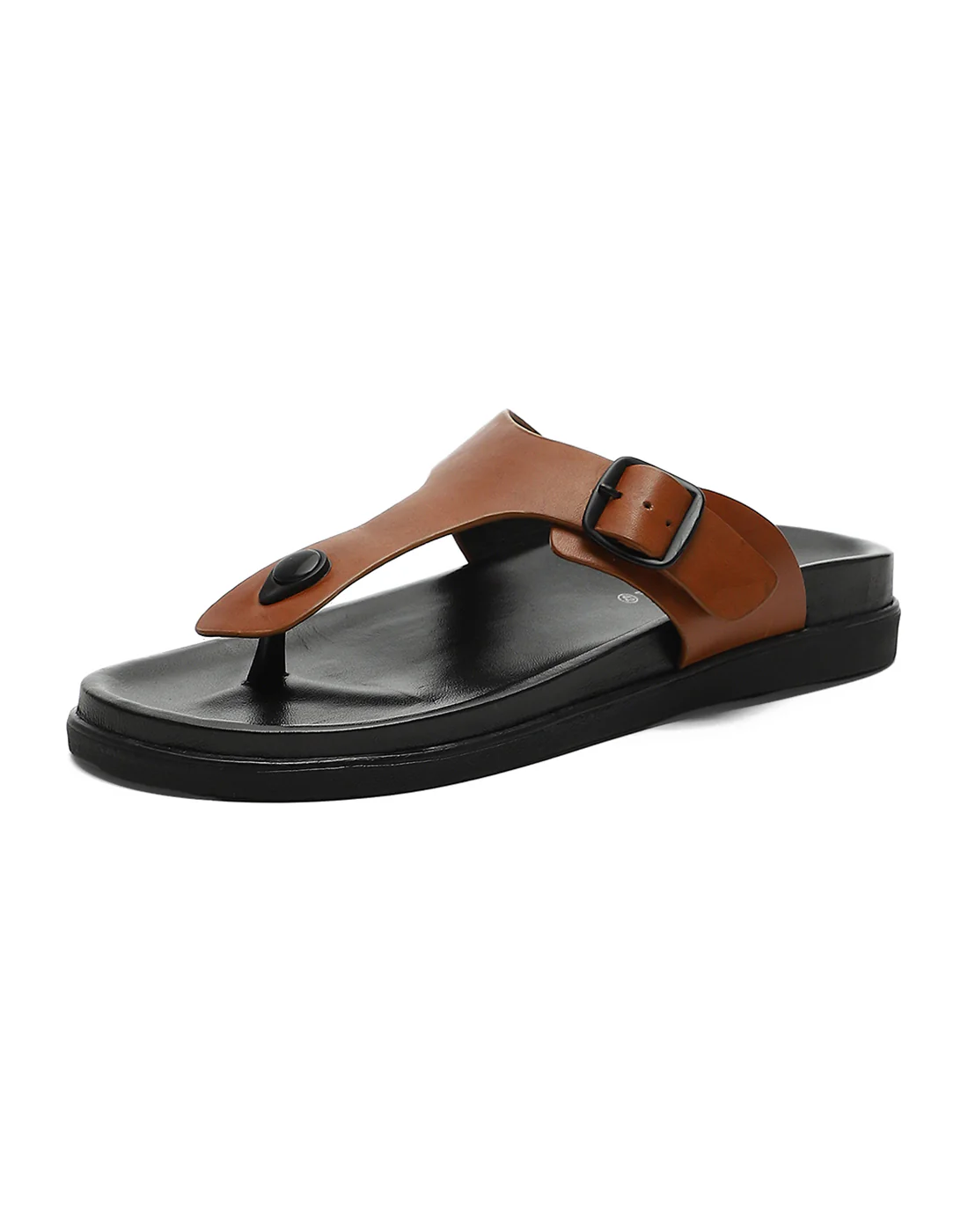 Men Tan Leather Comfort Casual Slippers - Image 4