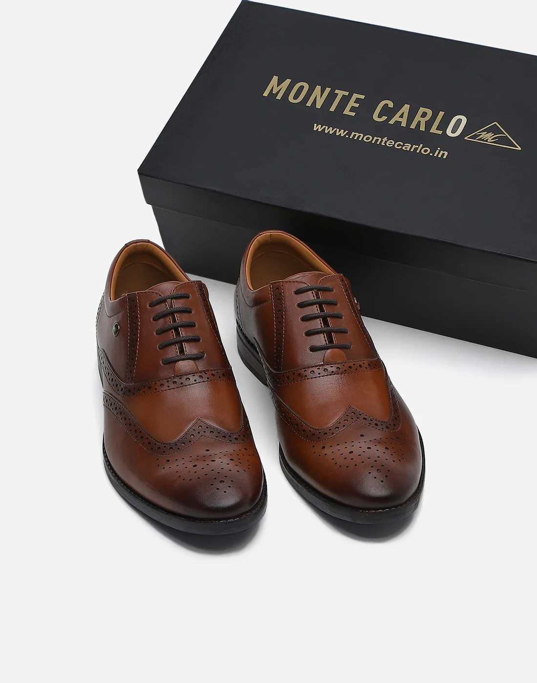 Men Tan Lace Up Genuine Leather Formal Brogues - Image 2