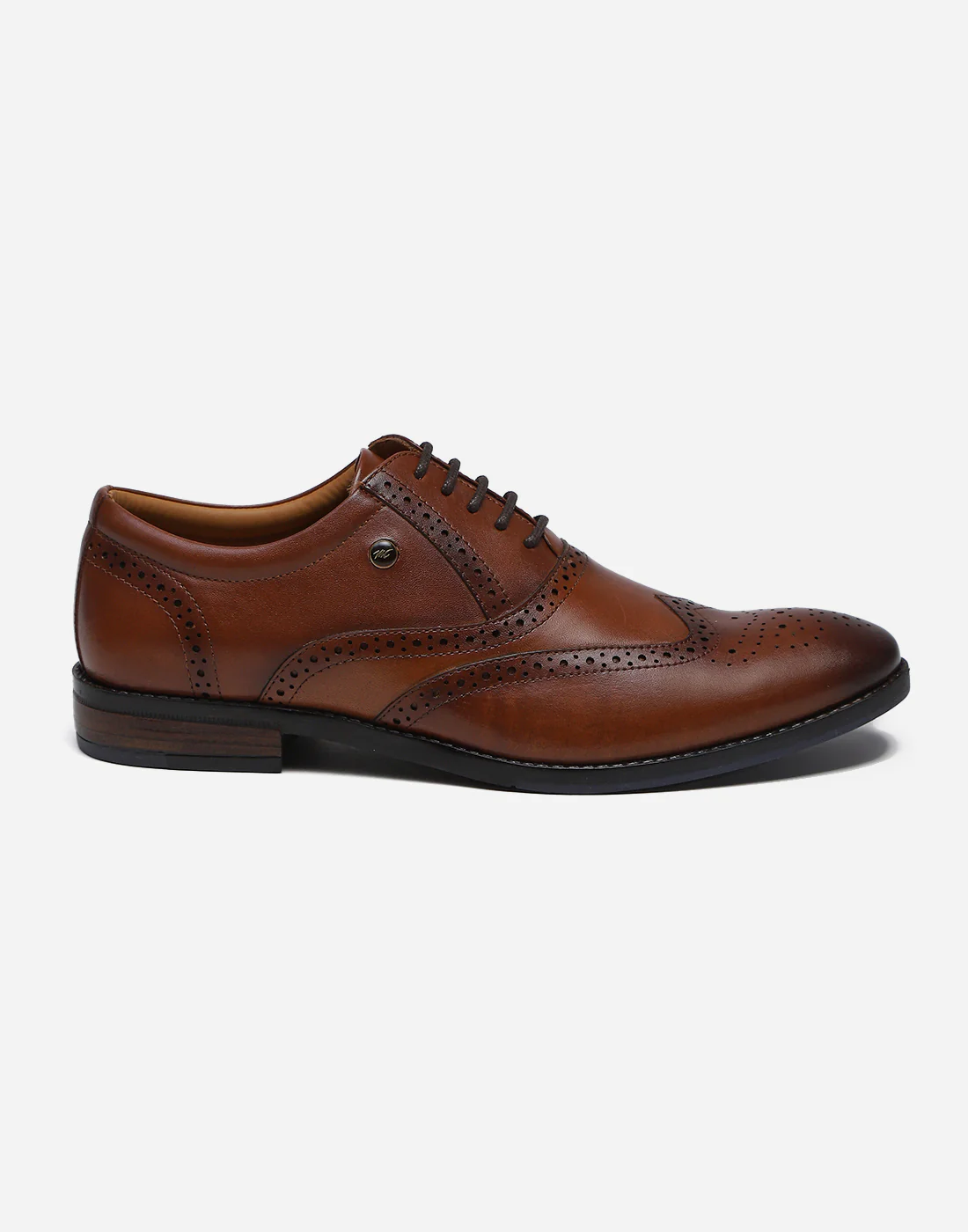 Men Tan Lace Up Genuine Leather Formal Brogues - Image 3