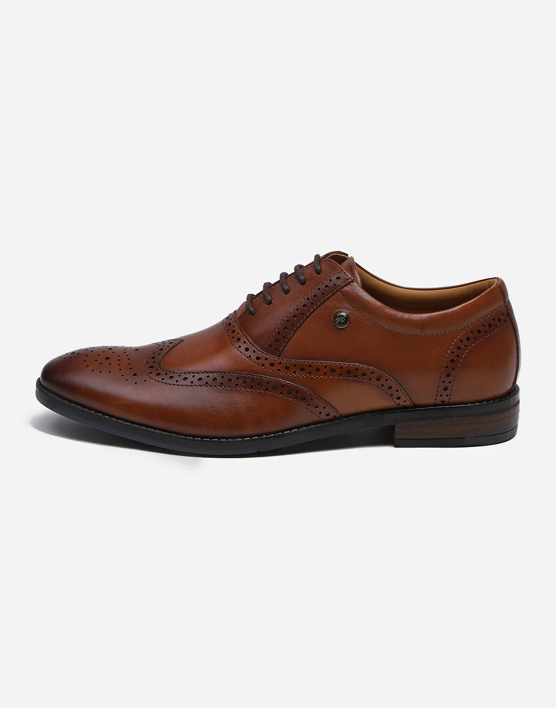 Men Tan Lace Up Genuine Leather Formal Brogues - Image 4
