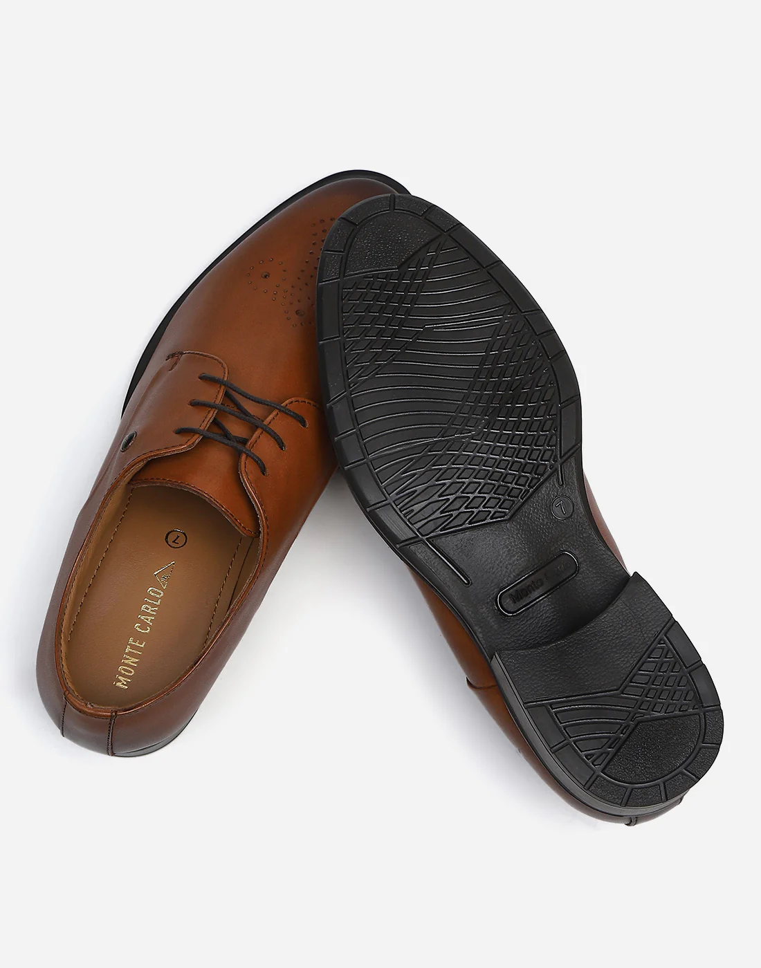 Men Tan Lace Up Genuine Leather Formal Brogues - Image 6