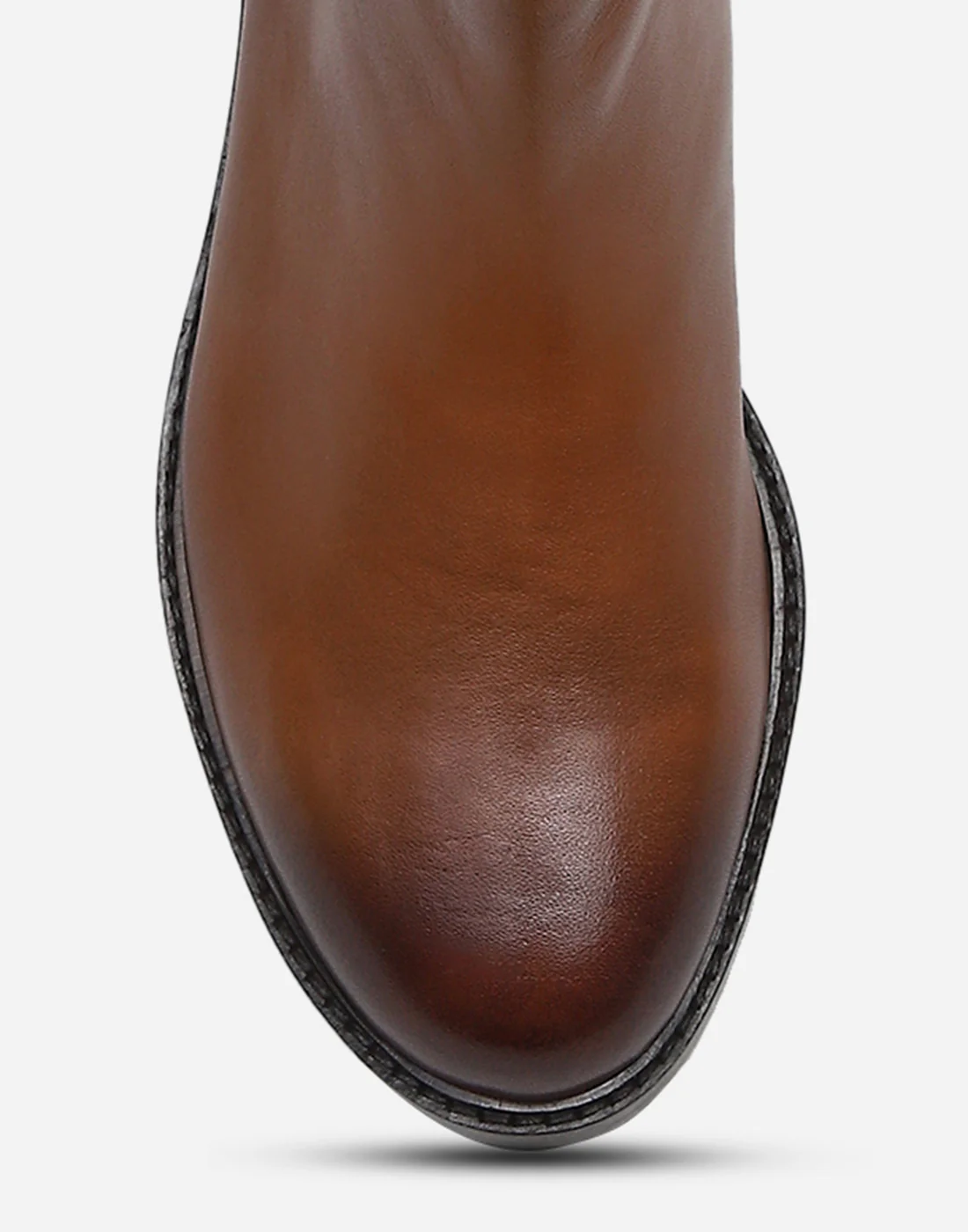 Men Tan Slip on Genuine Leather Chelsea Boots - Image 7
