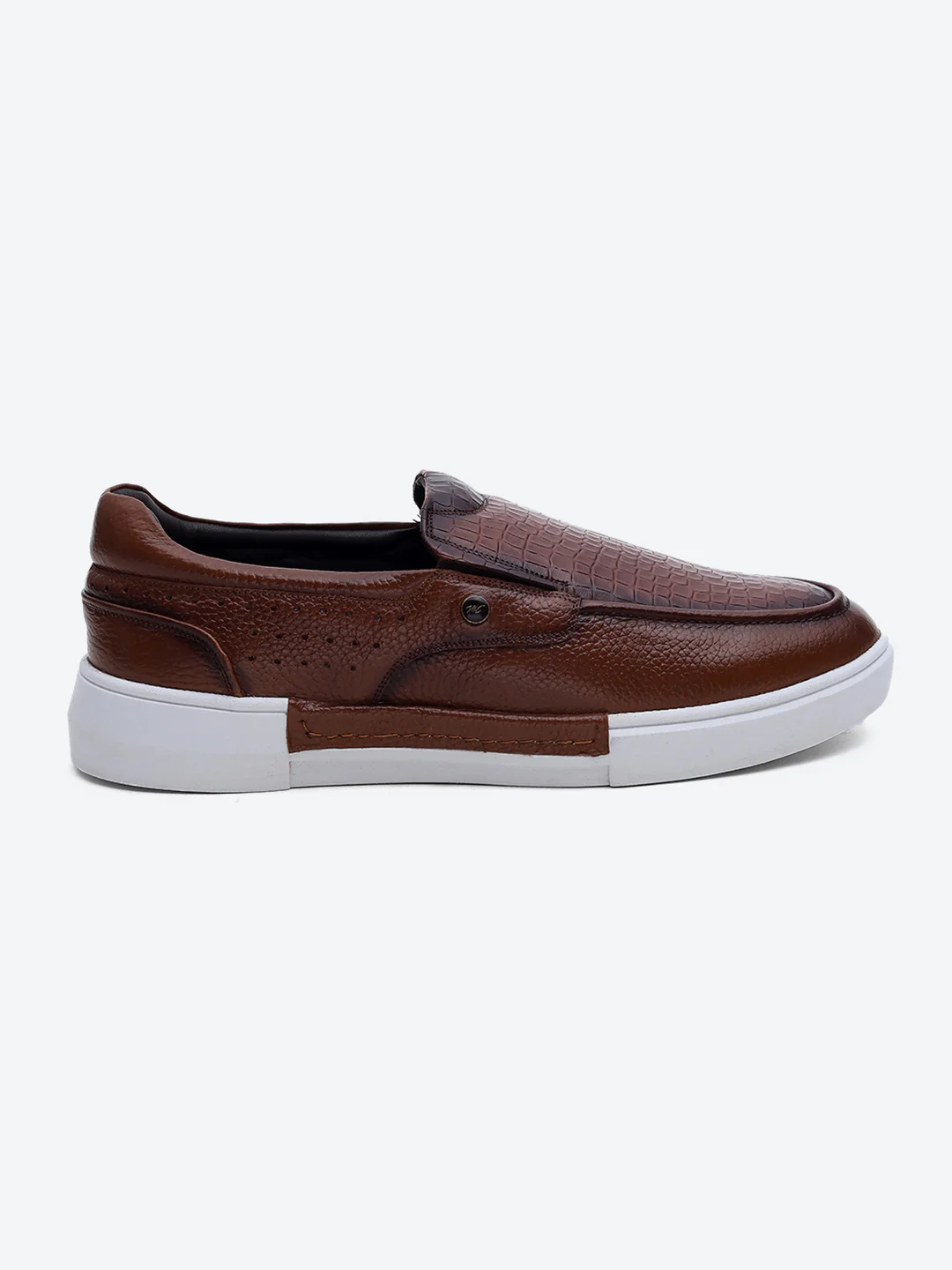 Monte Carlo Tan Croc Print Leather Casual Slip on Shoes for Men - Image 5