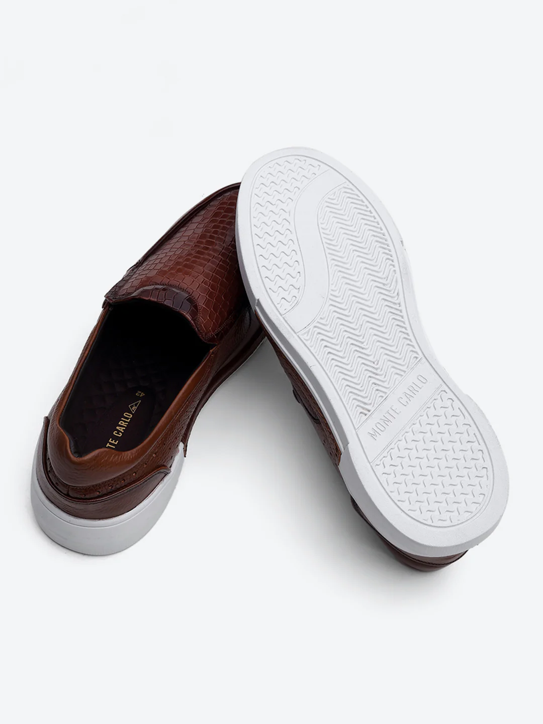 Monte Carlo Tan Croc Print Leather Casual Slip on Shoes for Men - Image 8