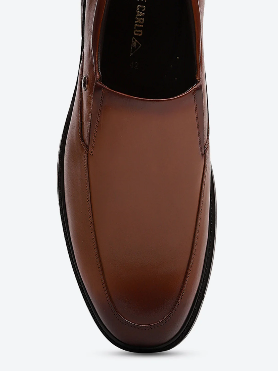 Men Tan Leather Slip on Shoes - Image 7