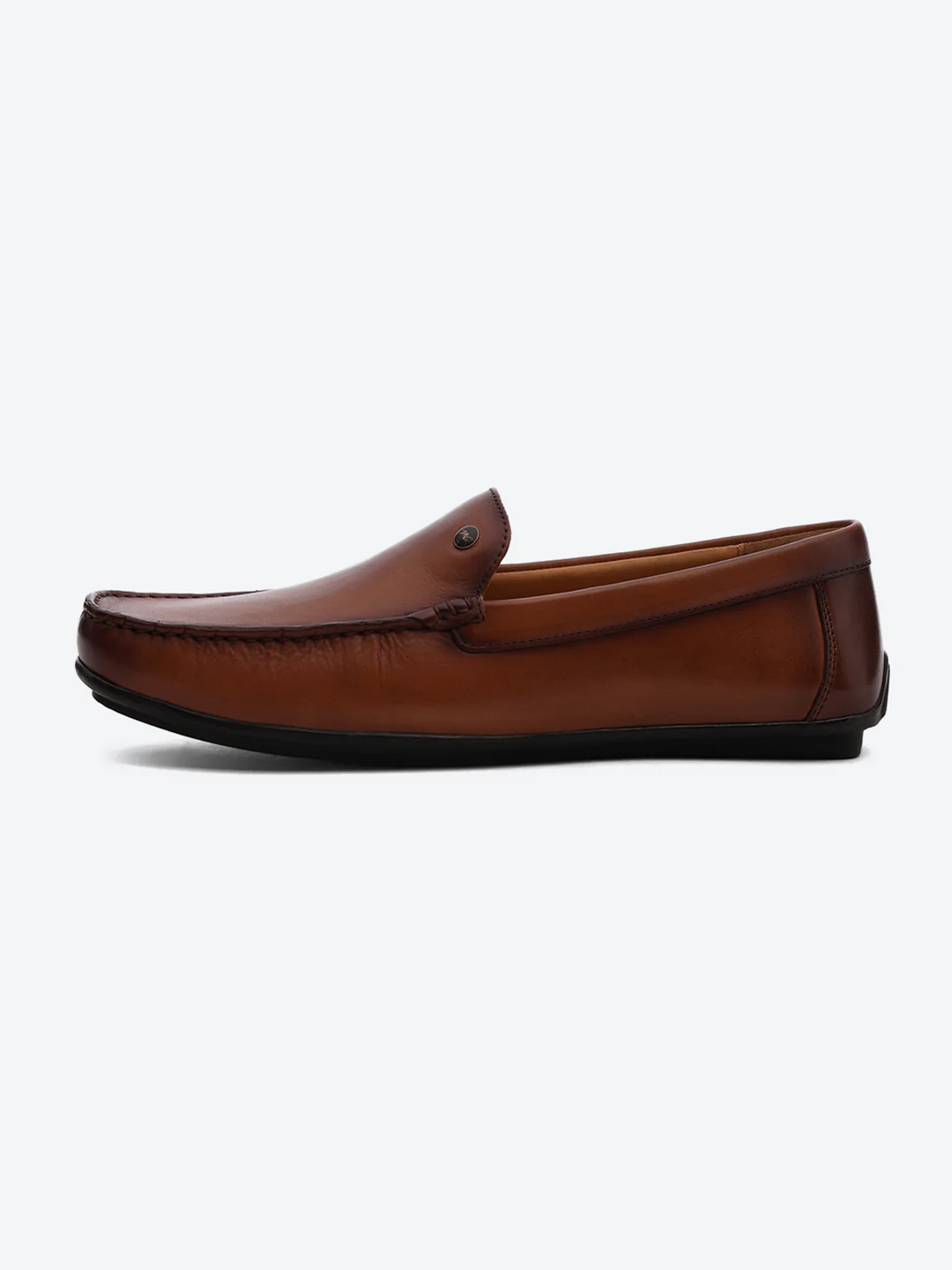 Men Tan Slip on Genuine Leather Loafers - Image 4