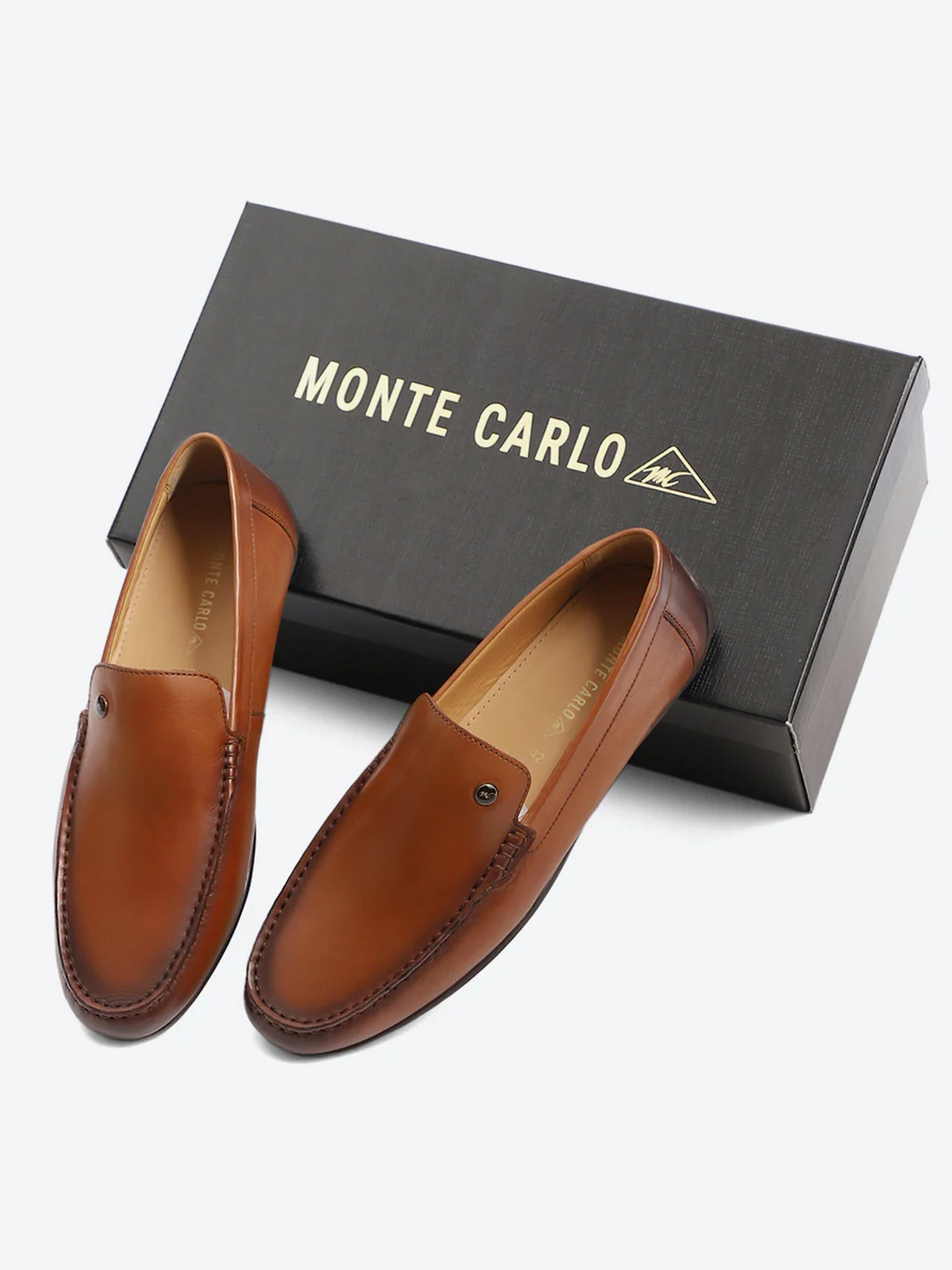 Monte Carlo Tan Casual Slip on Leather Loafers for Men - Image 2