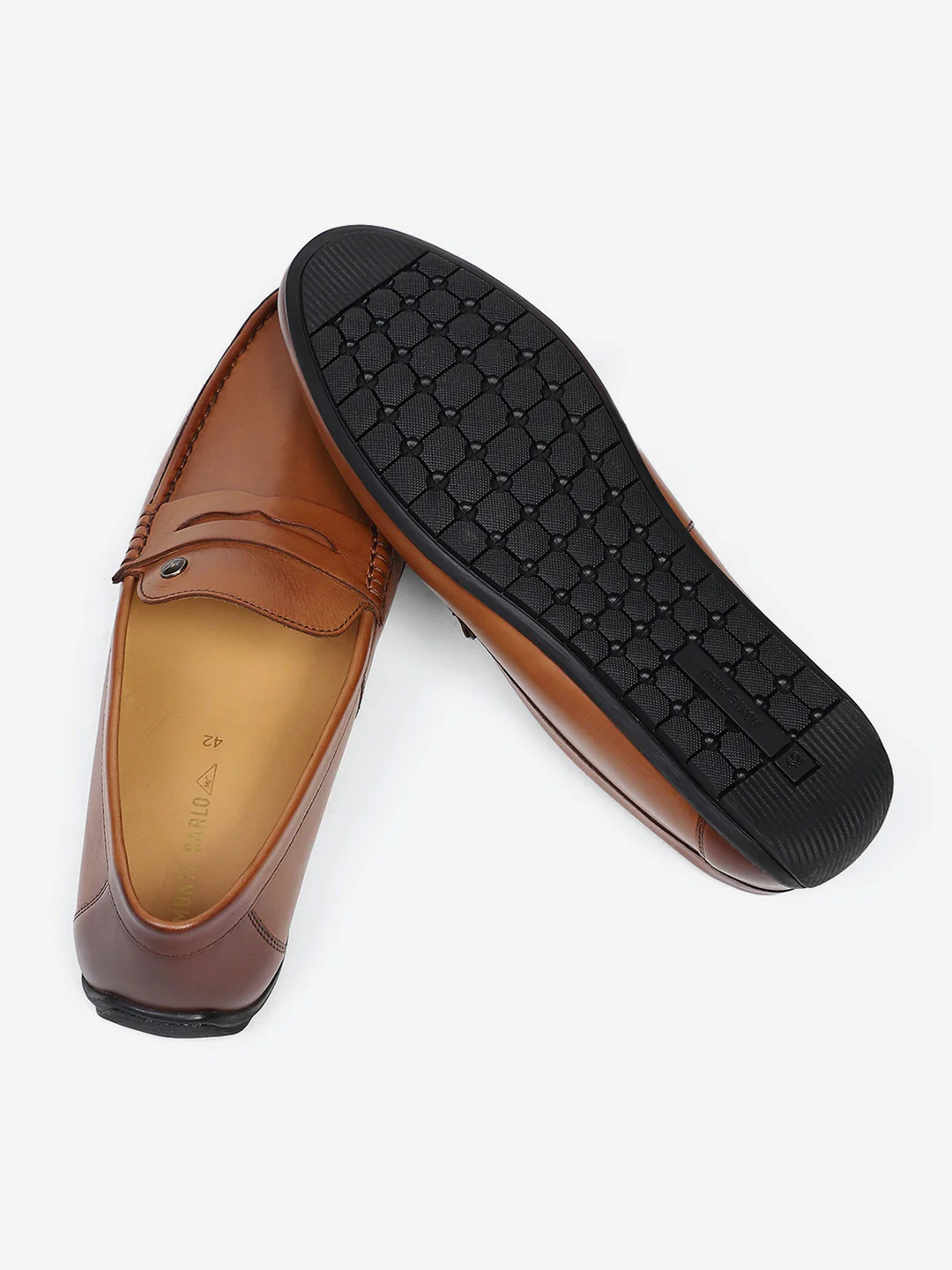 Men Tan Slip on Genuine Leather Loafers - Image 8