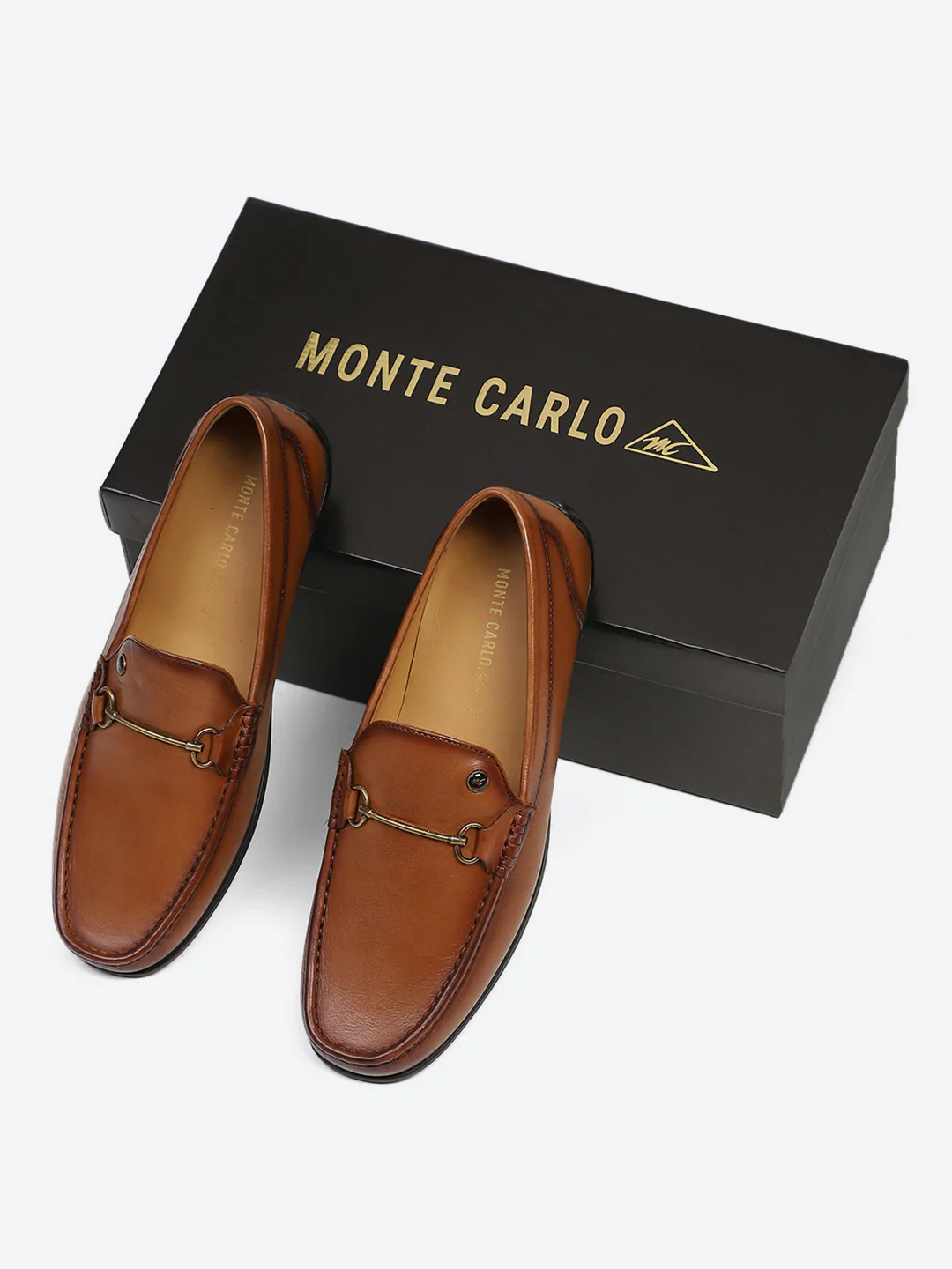 Men Tan Slip on Genuine Leather Loafers - Image 2