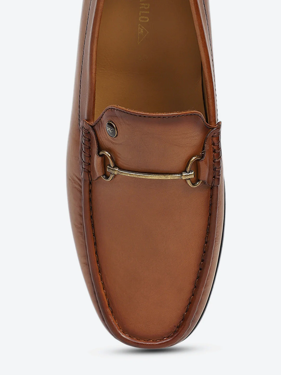 Men Tan Slip on Genuine Leather Loafers - Image 7