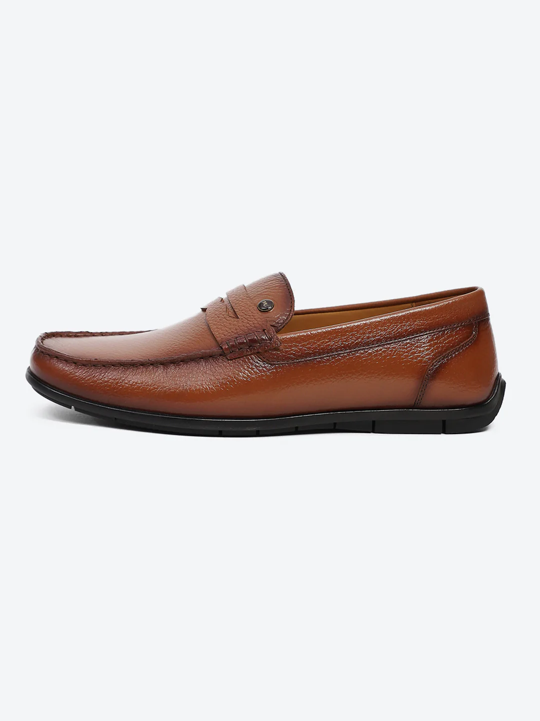 Men Tan Slip on Genuine Leather Loafers - Image 4